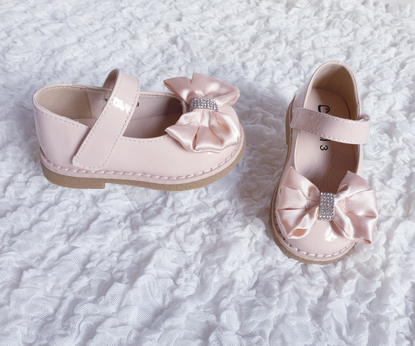 Infant Girls Beige/Nude Diamante Bow Shoes