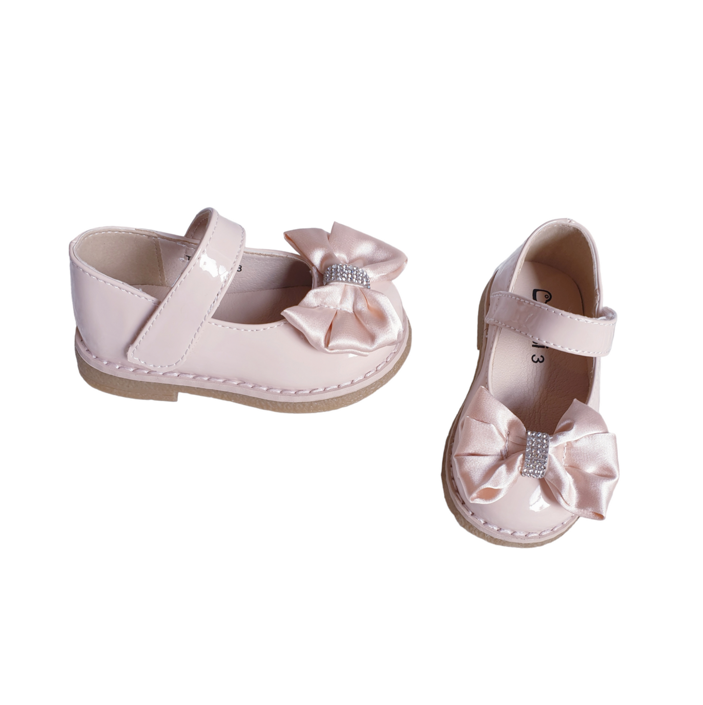 Infant Girls Beige/Nude Diamante Bow Shoes