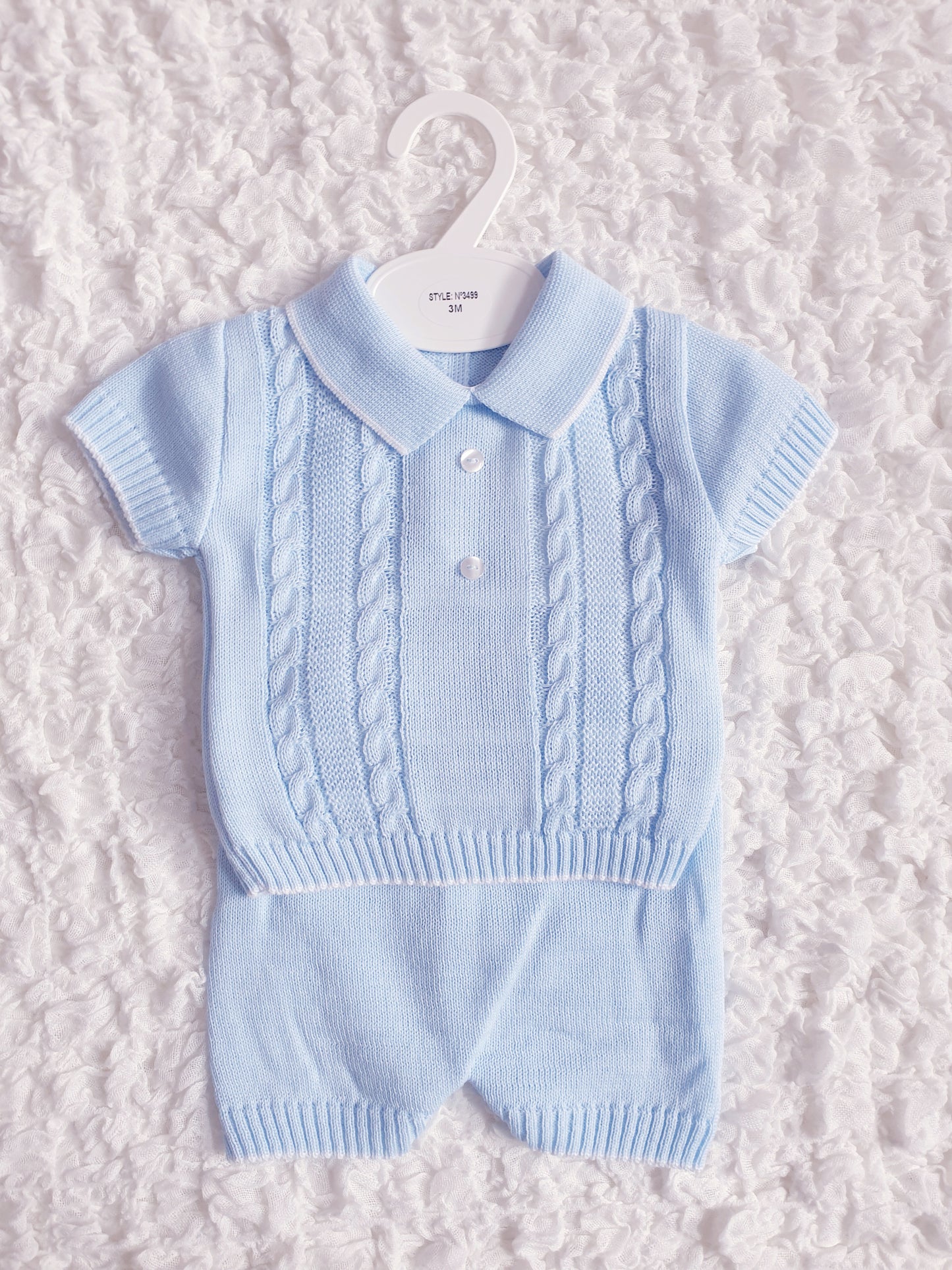 Baby Boys Blue Spanish Knitted Shorts Set