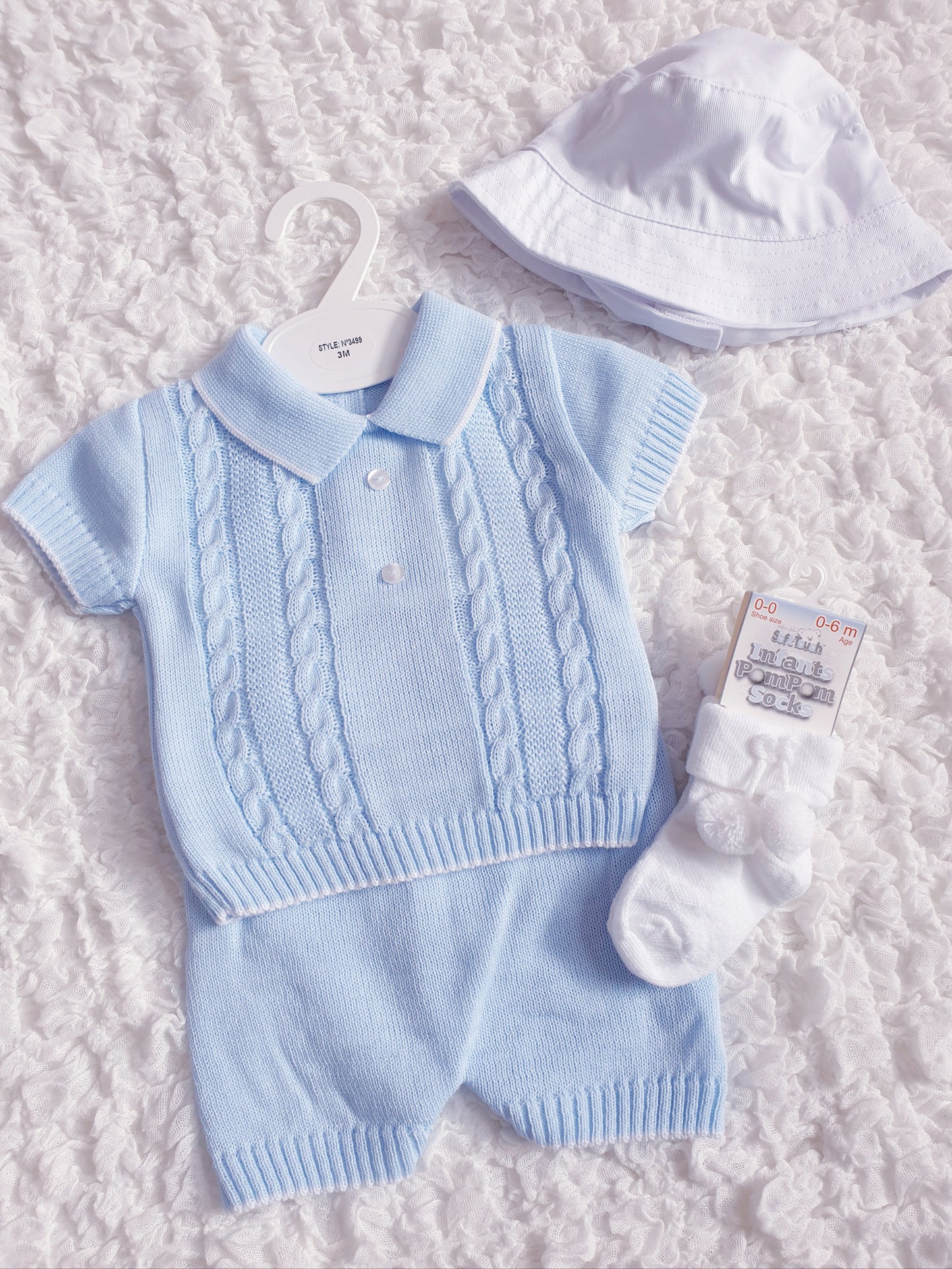 Baby Boys Blue Spanish Knitted Shorts Set