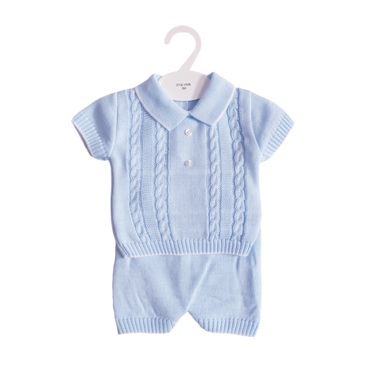 Baby Boys Blue Spanish Knitted Shorts Set