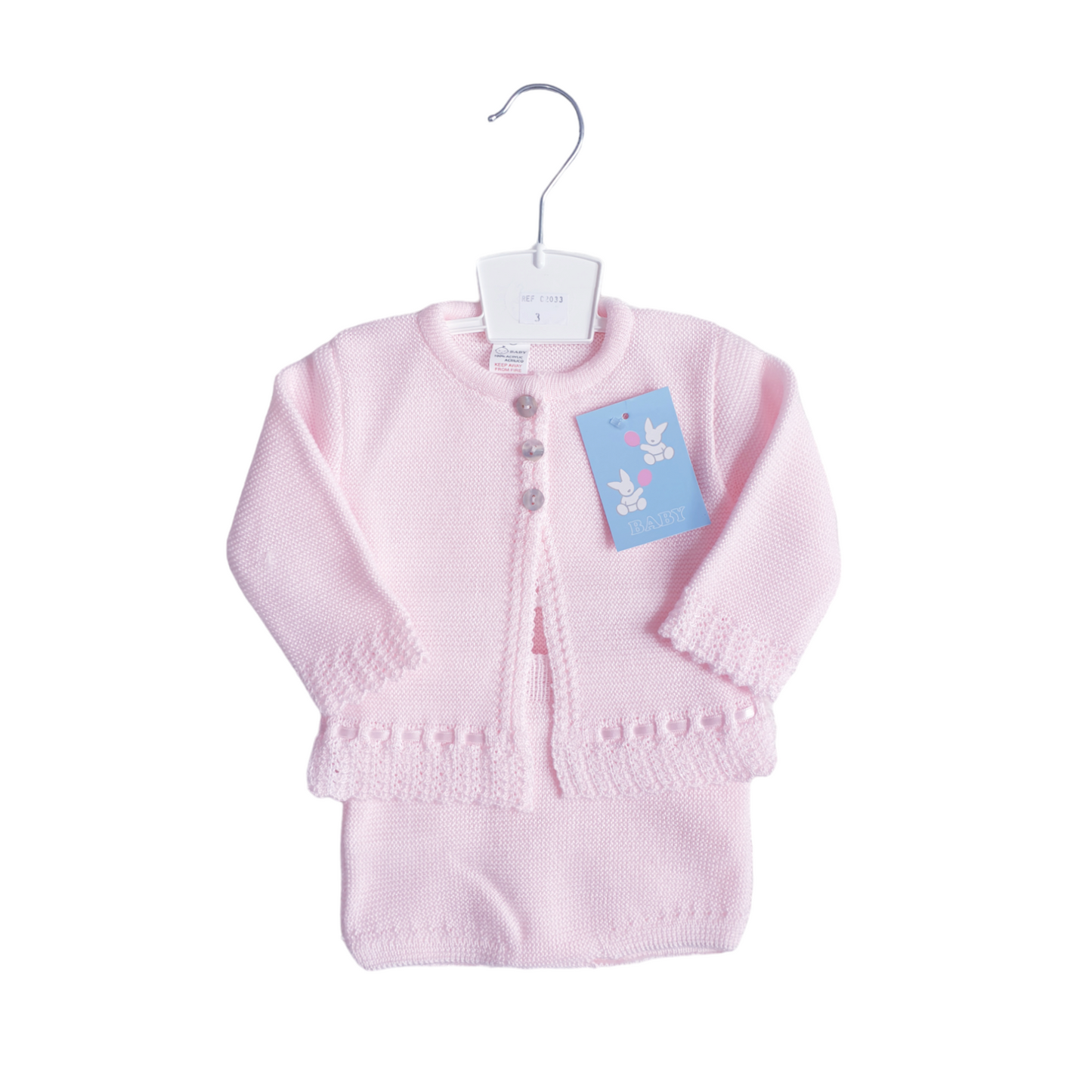 Baby Girls Pink Cardigan & Jam Pants Set