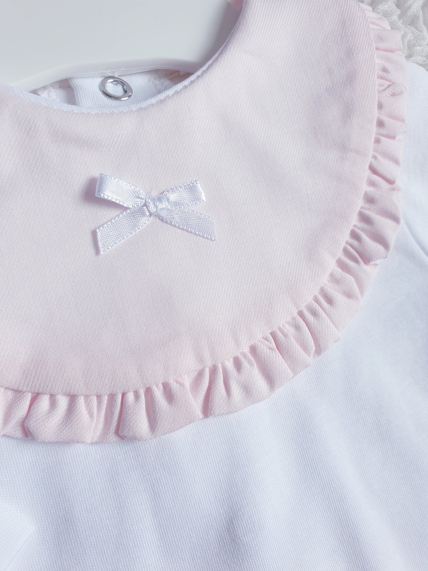 Baby Girls White/Pink Cotton Babygrow