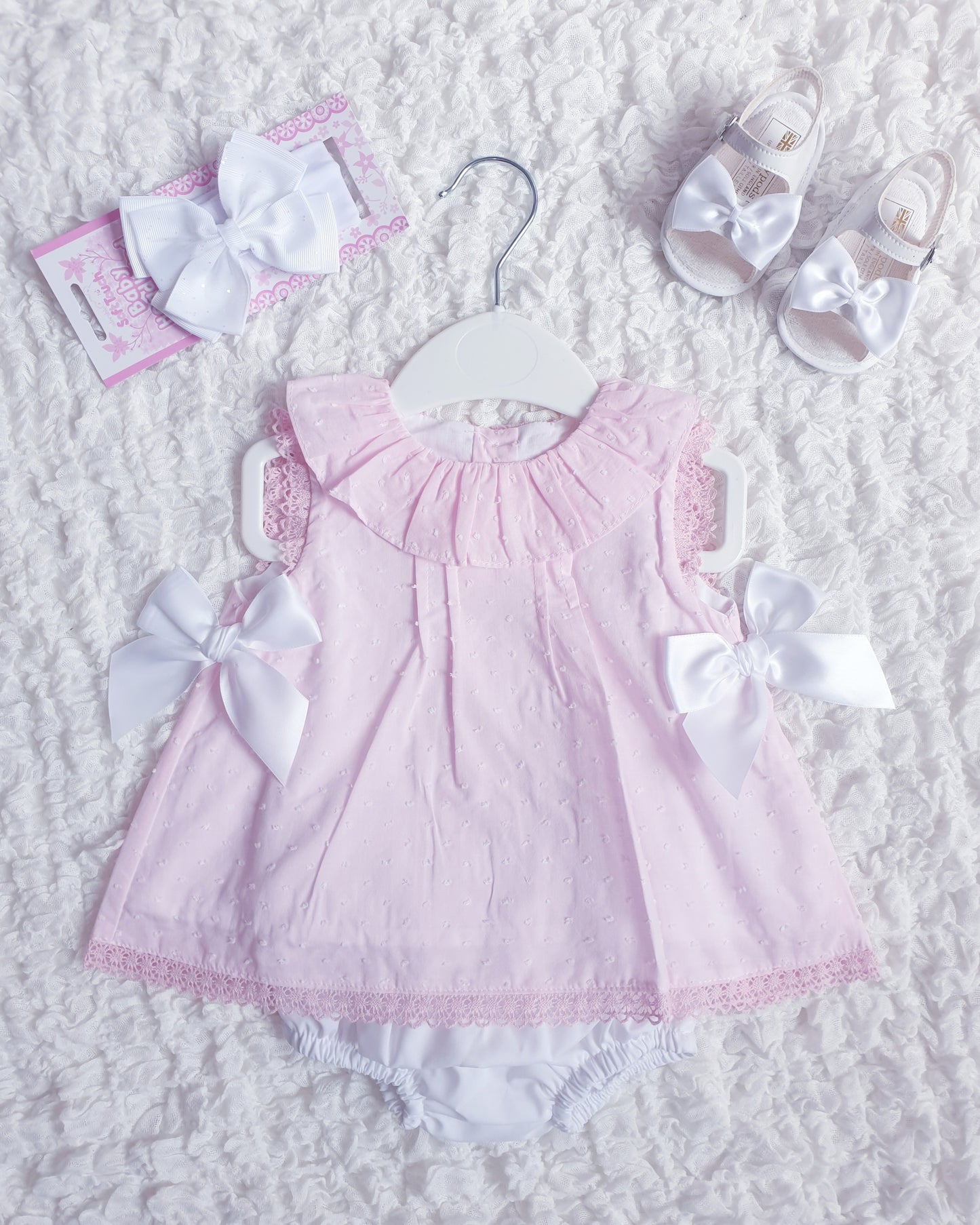 Baby Girls Pink Spanish Double Bow Dress