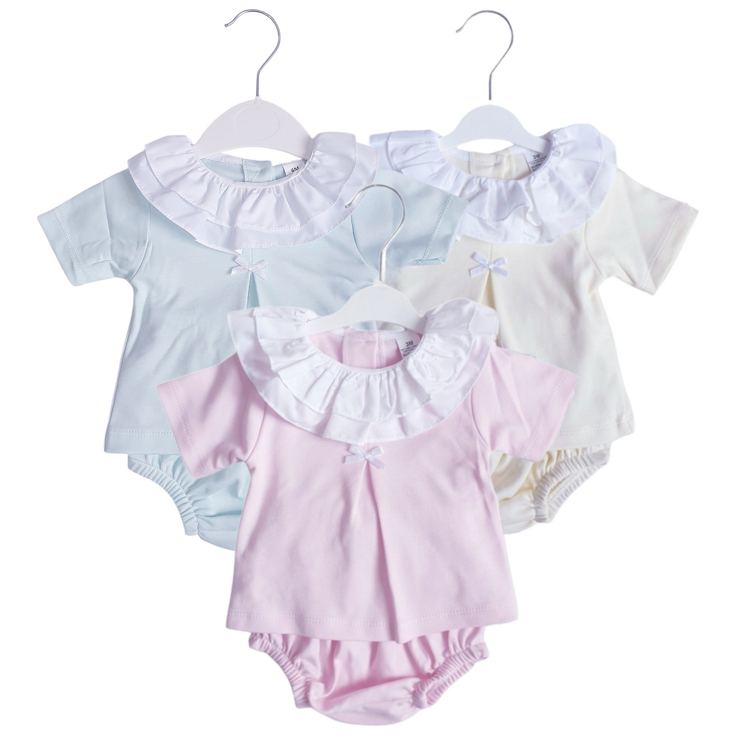 Baby Girls Spanish Frilly Collar Jam Set Pink Lemon Mint