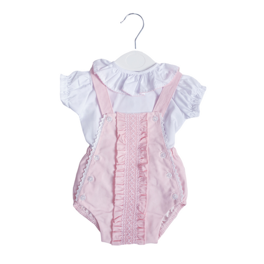 Baby Girls Spanish Pink Smocked Romper