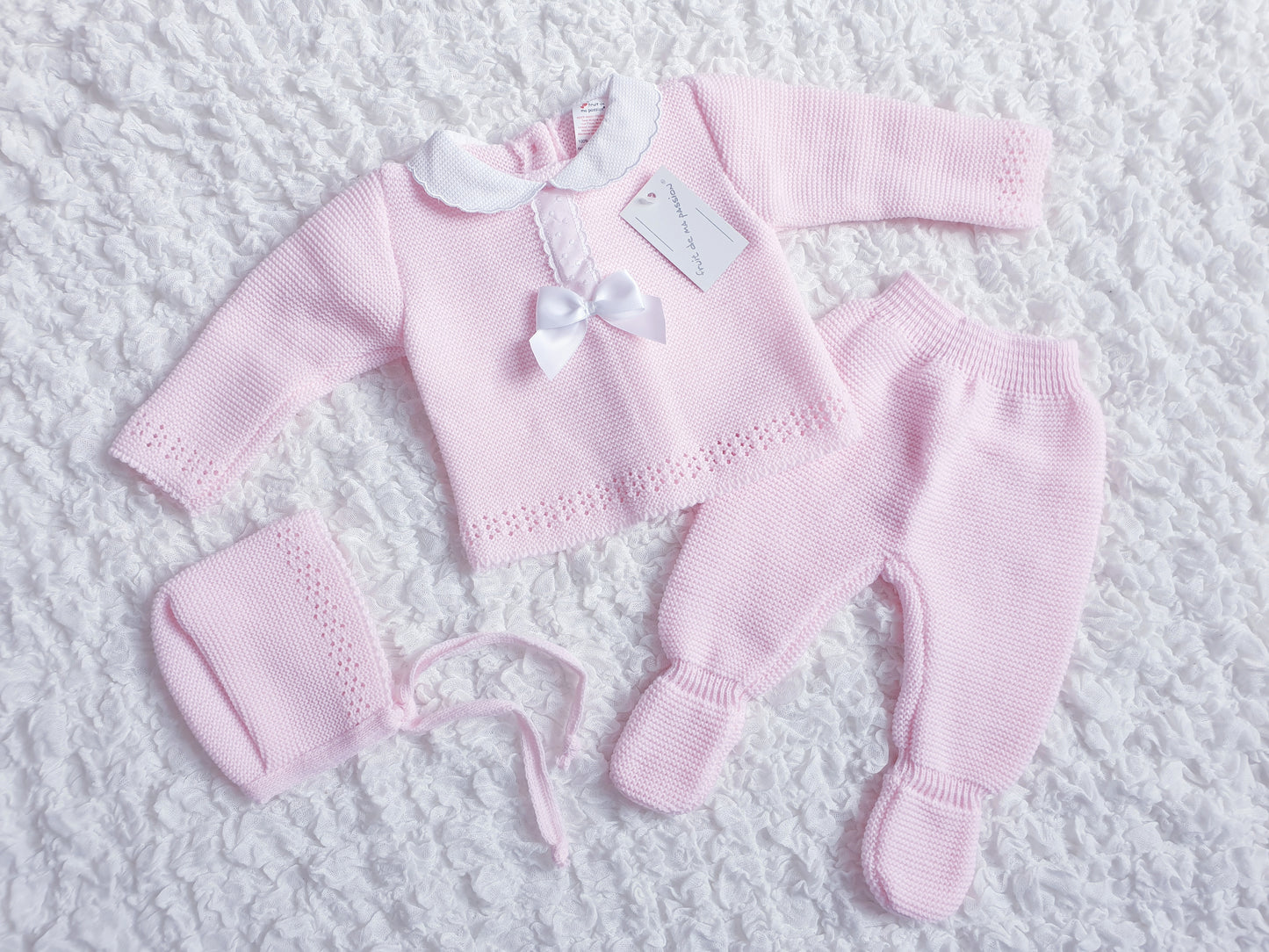 Baby Girls Spanish Pink Knitted 3 Piece Set