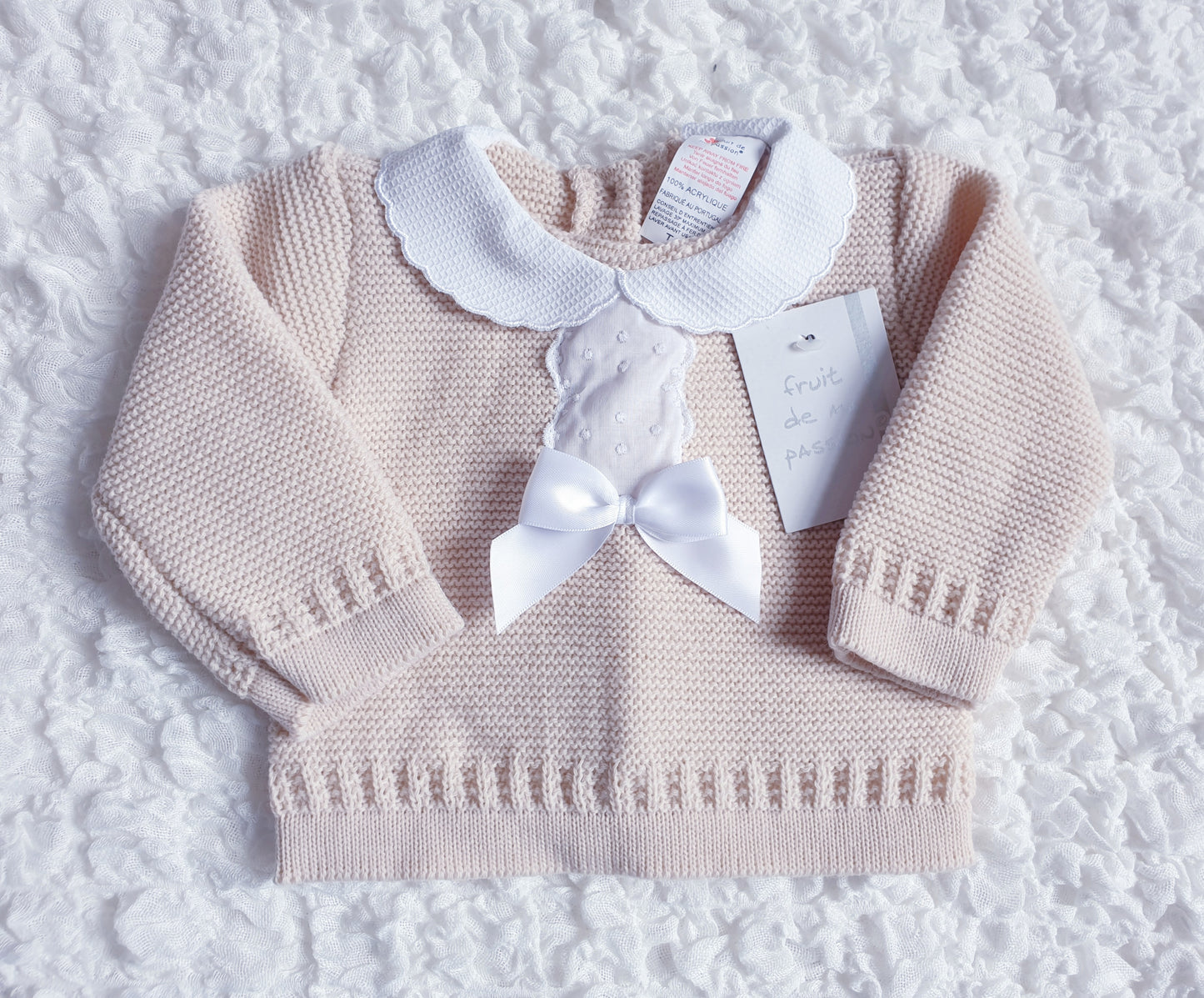 Baby Girls Spanish Beige Knitted 3 Piece Set