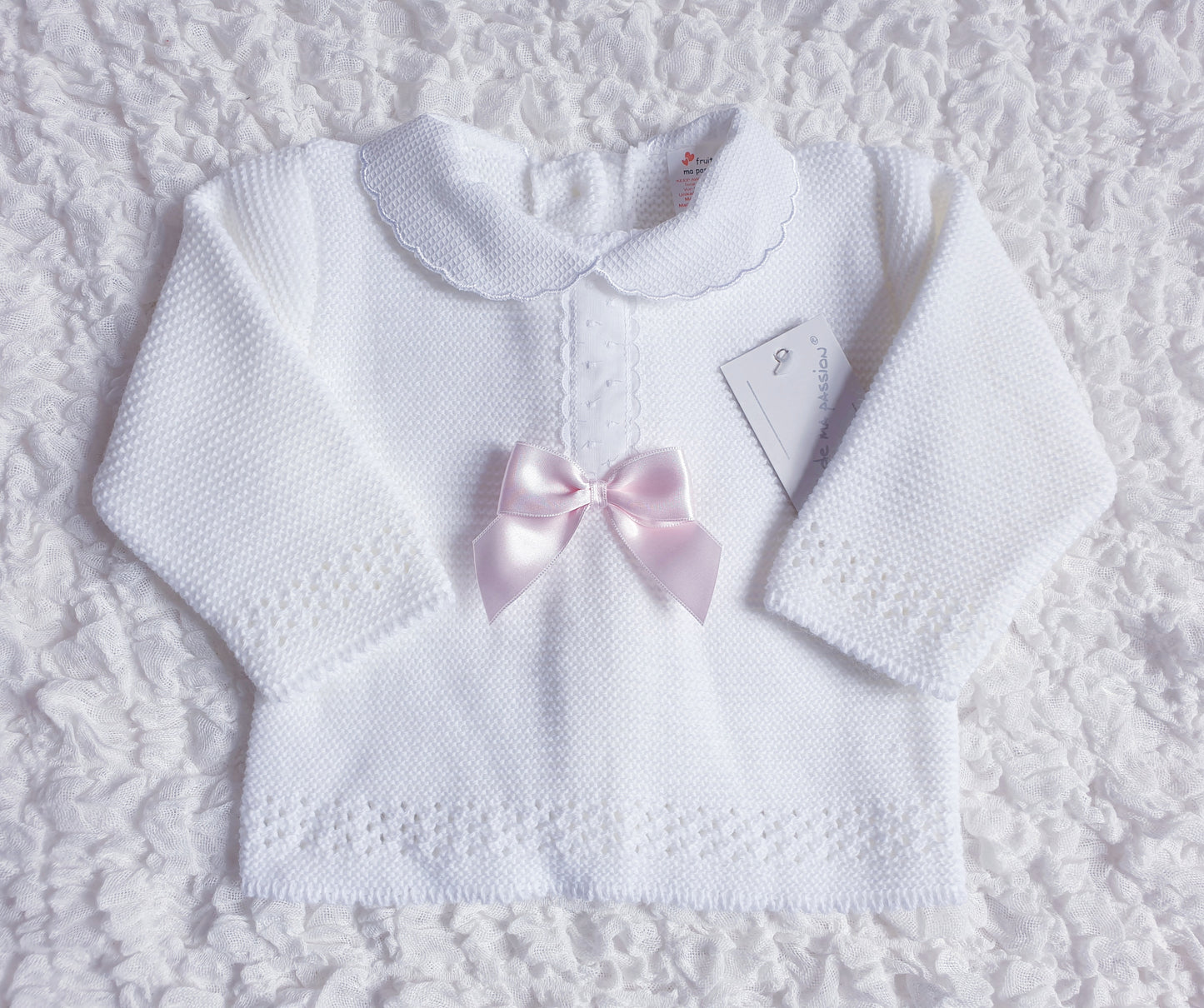 Baby Girls Spanish White Knitted 3 Piece Set