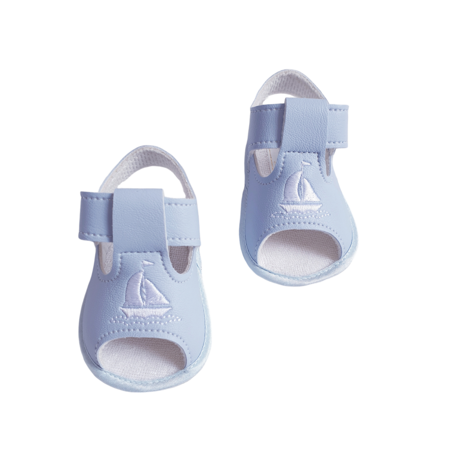 Baby Boys Blue Sailboat Soft Sole Sandals