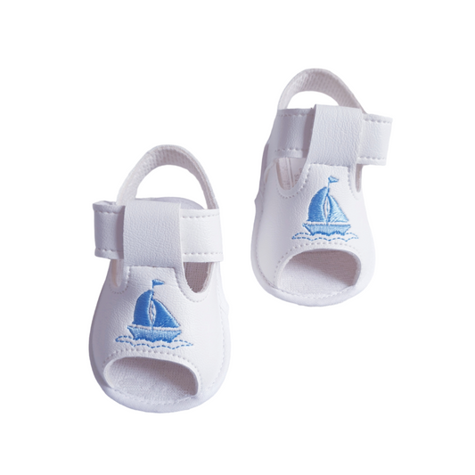 Baby Boys White Sailboat Soft Sole Sandals