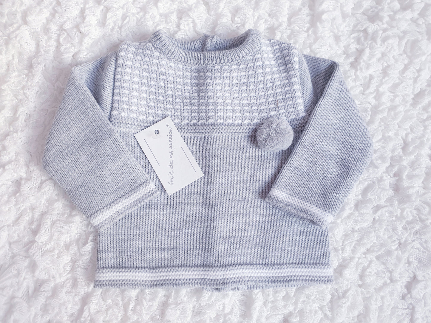 Baby Boys Grey Pom Pom Spanish Knitted Set