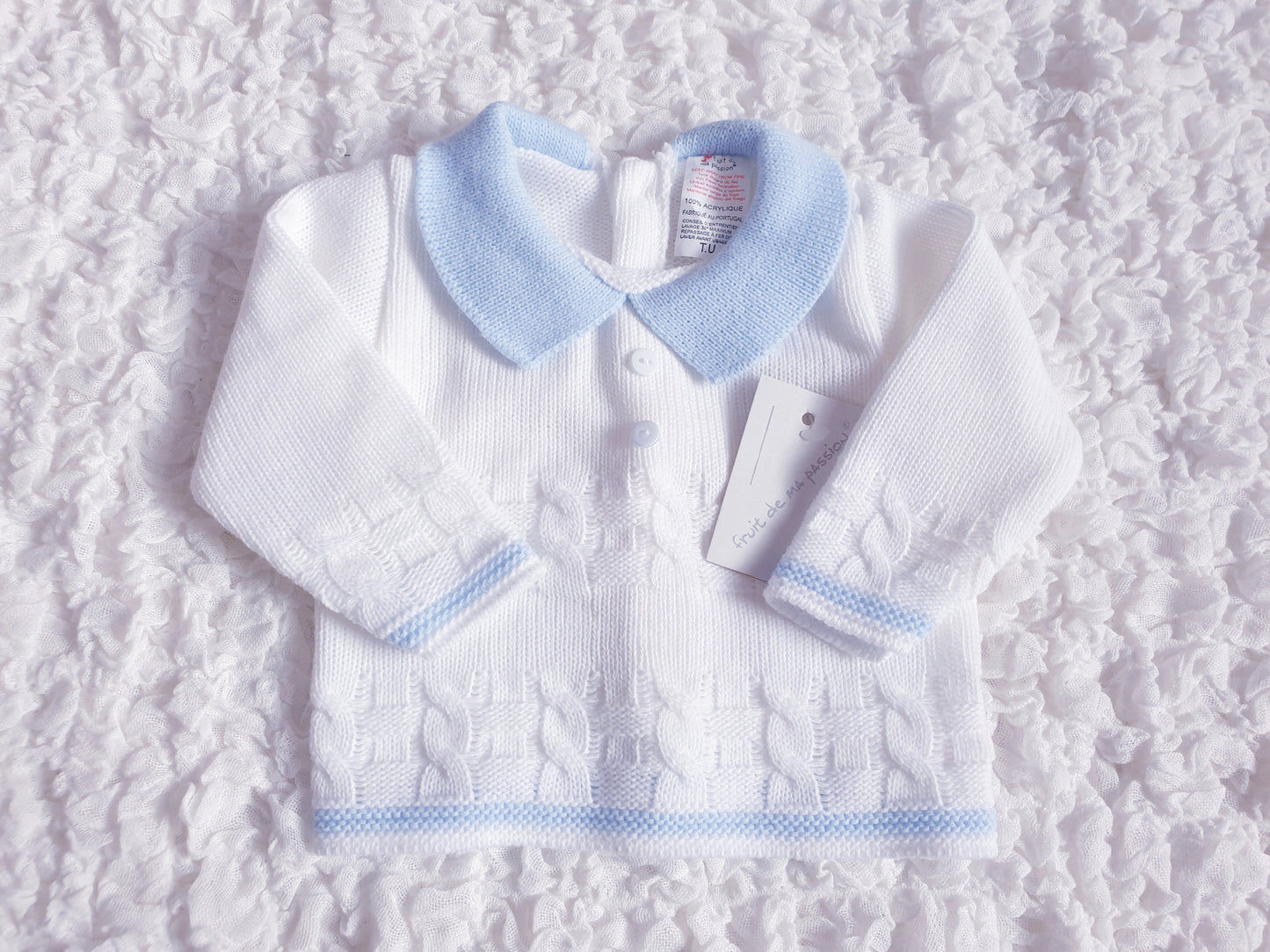 Baby Boys White/Blue Spanish Knitted Set