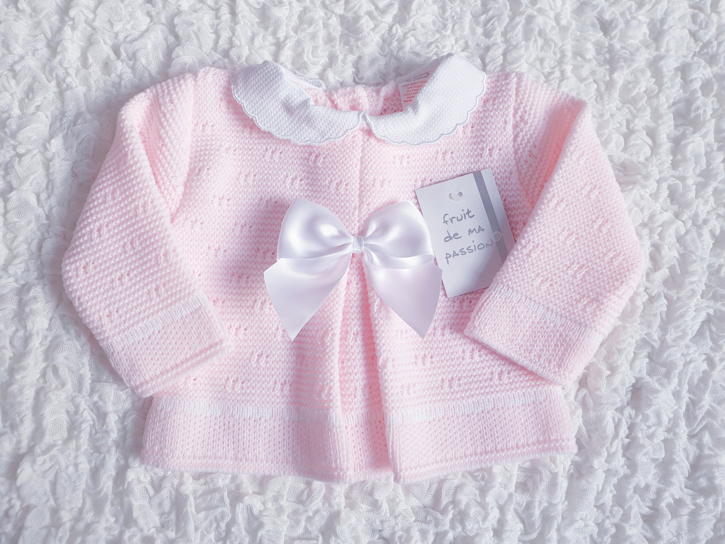 Baby Girls Spanish Pink Bow Knitted Set