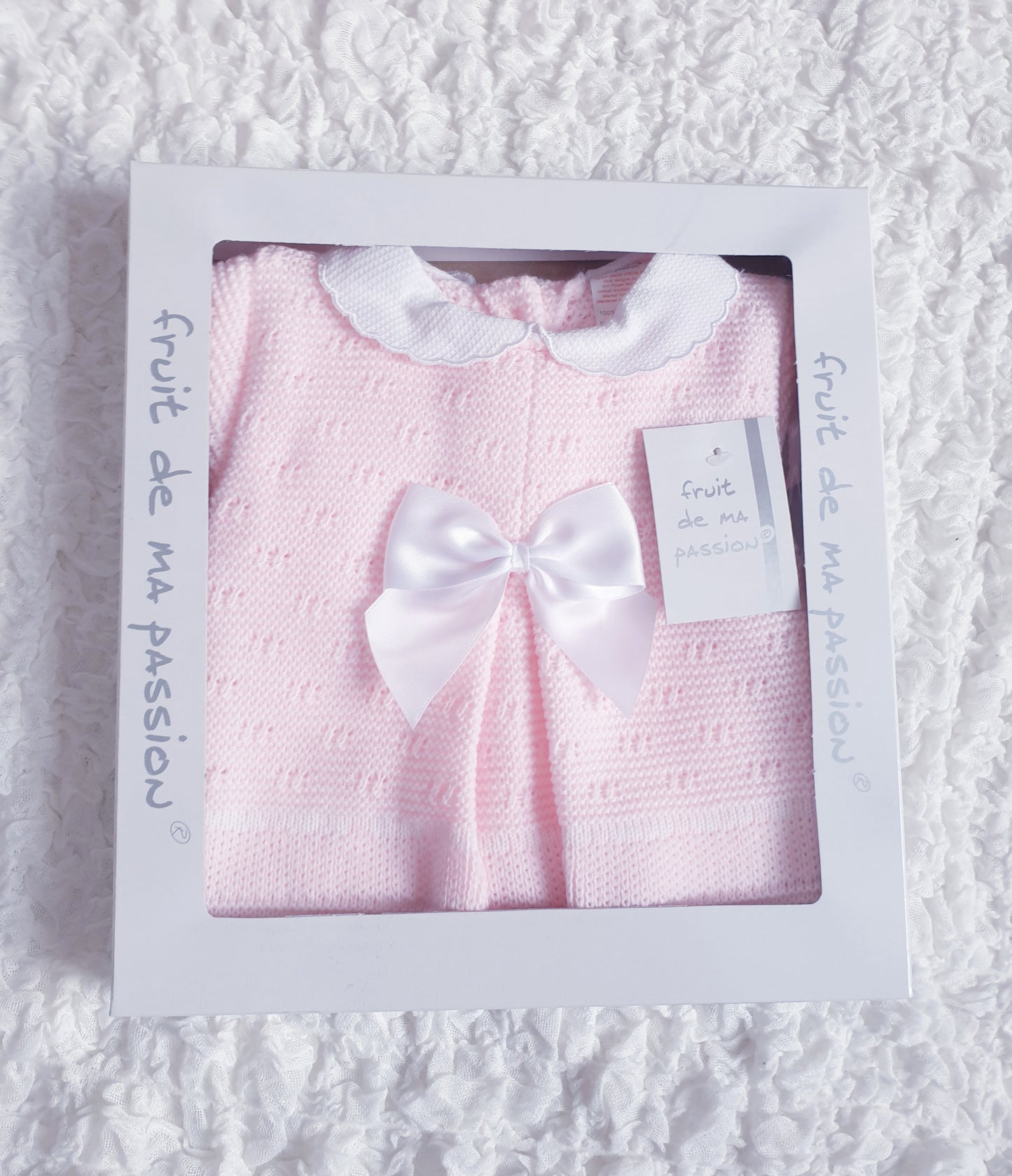 Baby Girls Spanish Pink Bow Knitted Set