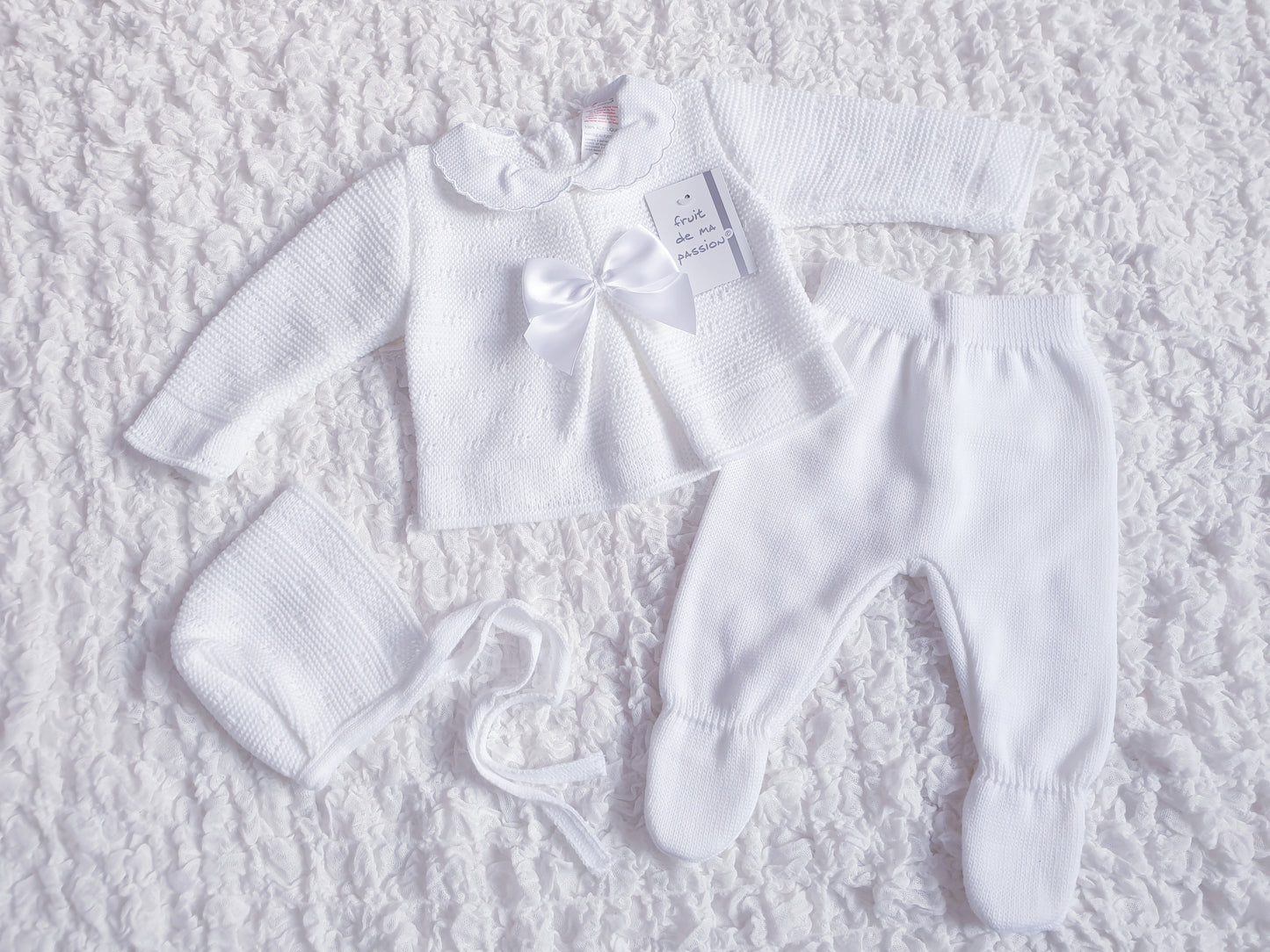 Baby Spanish White Bow Knitted Set