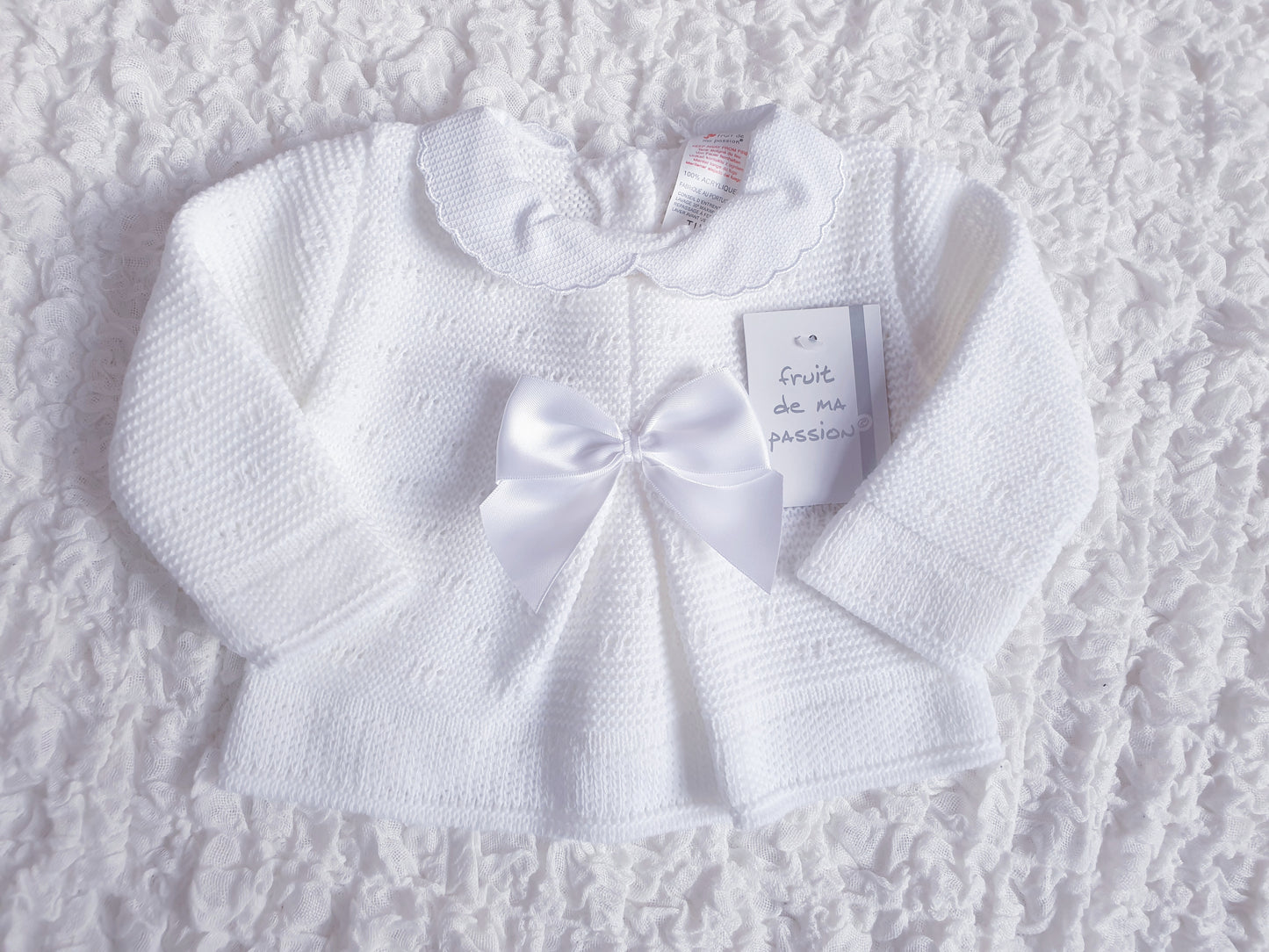Baby Spanish White Bow Knitted Set
