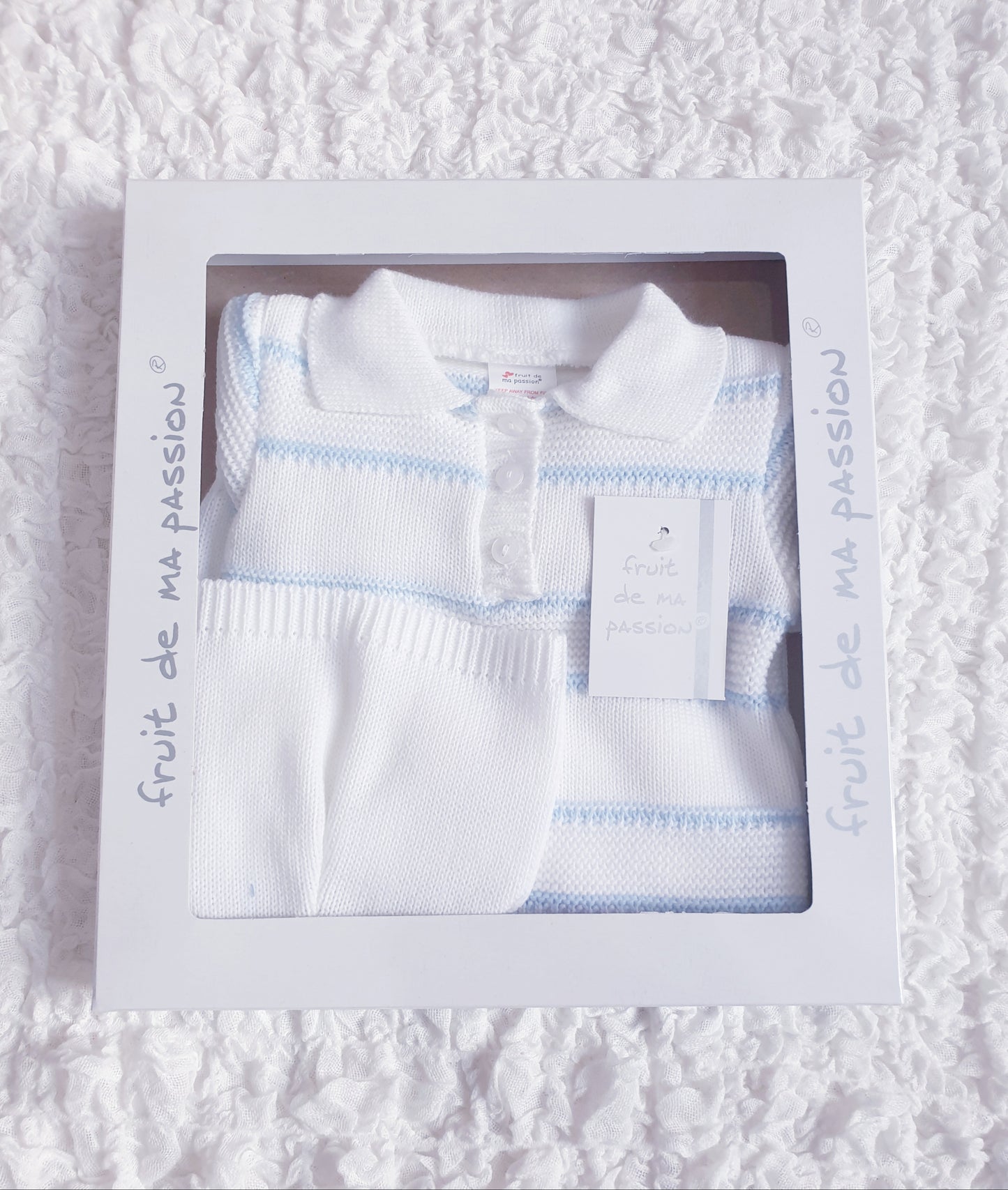 Baby Boys White Stripe Spanish Knitted Set