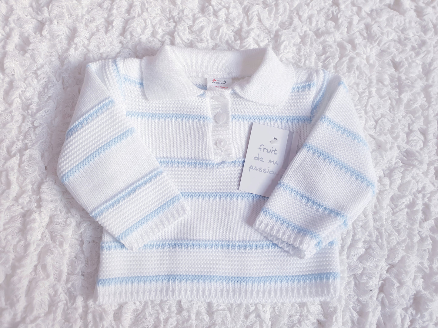 Baby Boys White Stripe Spanish Knitted Set