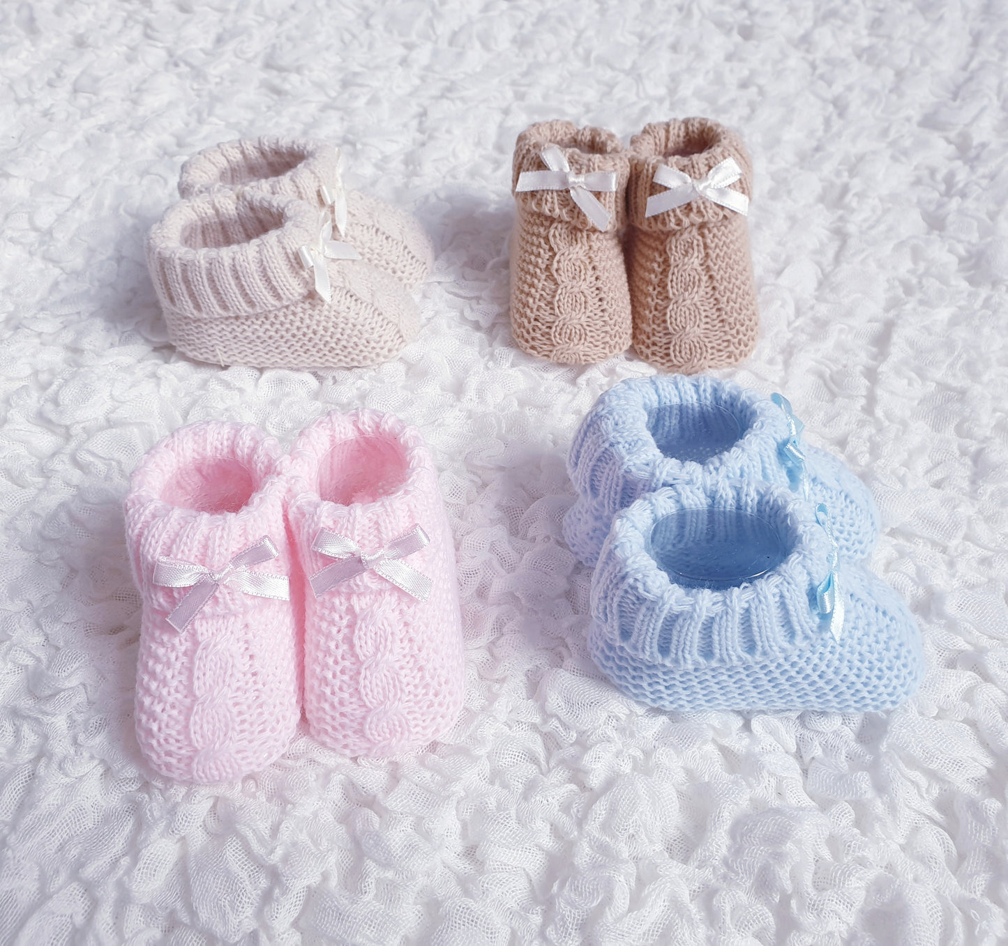 Baby Knitted Cable Bow Booties