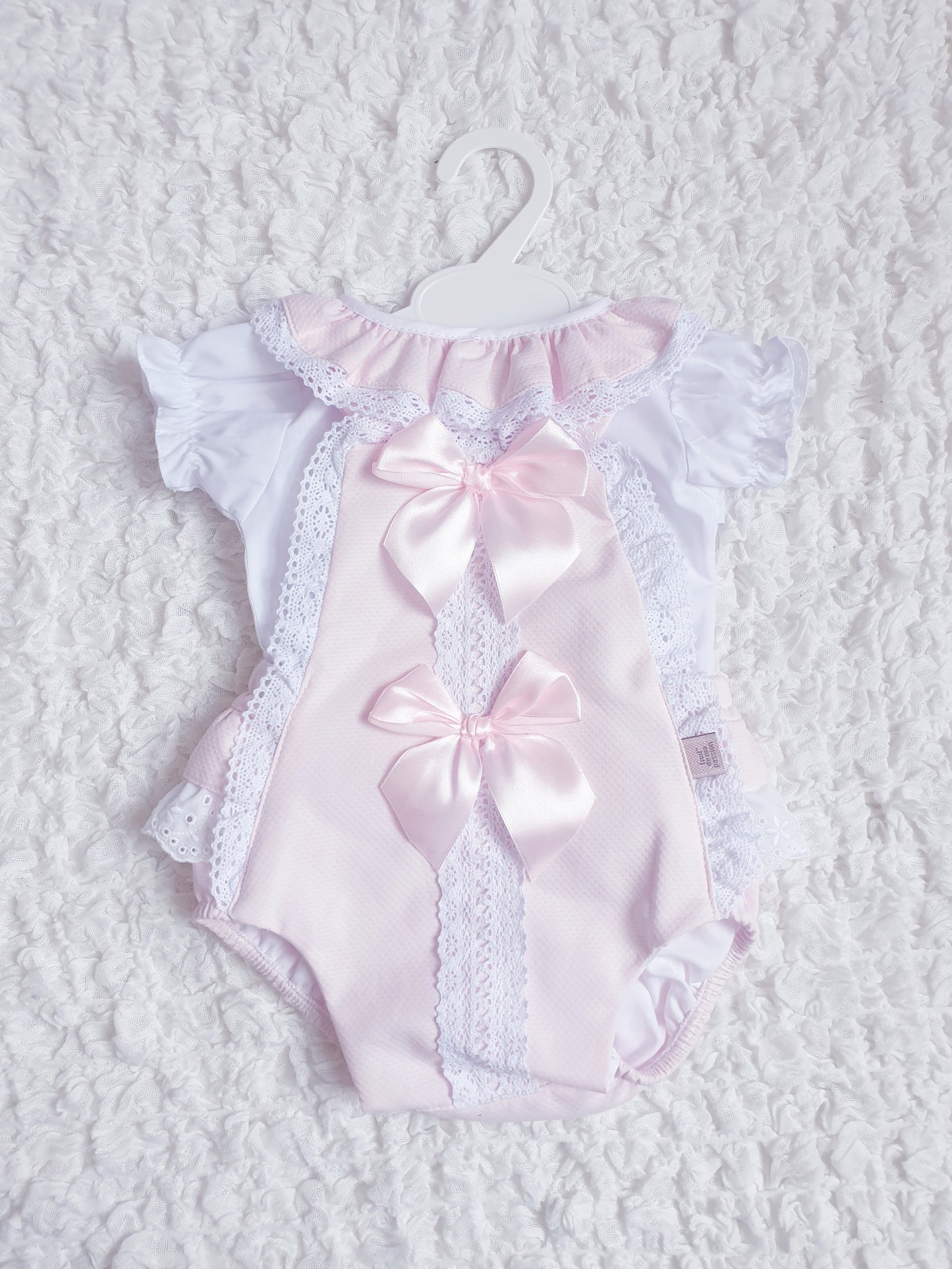 Baby Girls Pink Spanish Romper & Frilly Collar Blouse