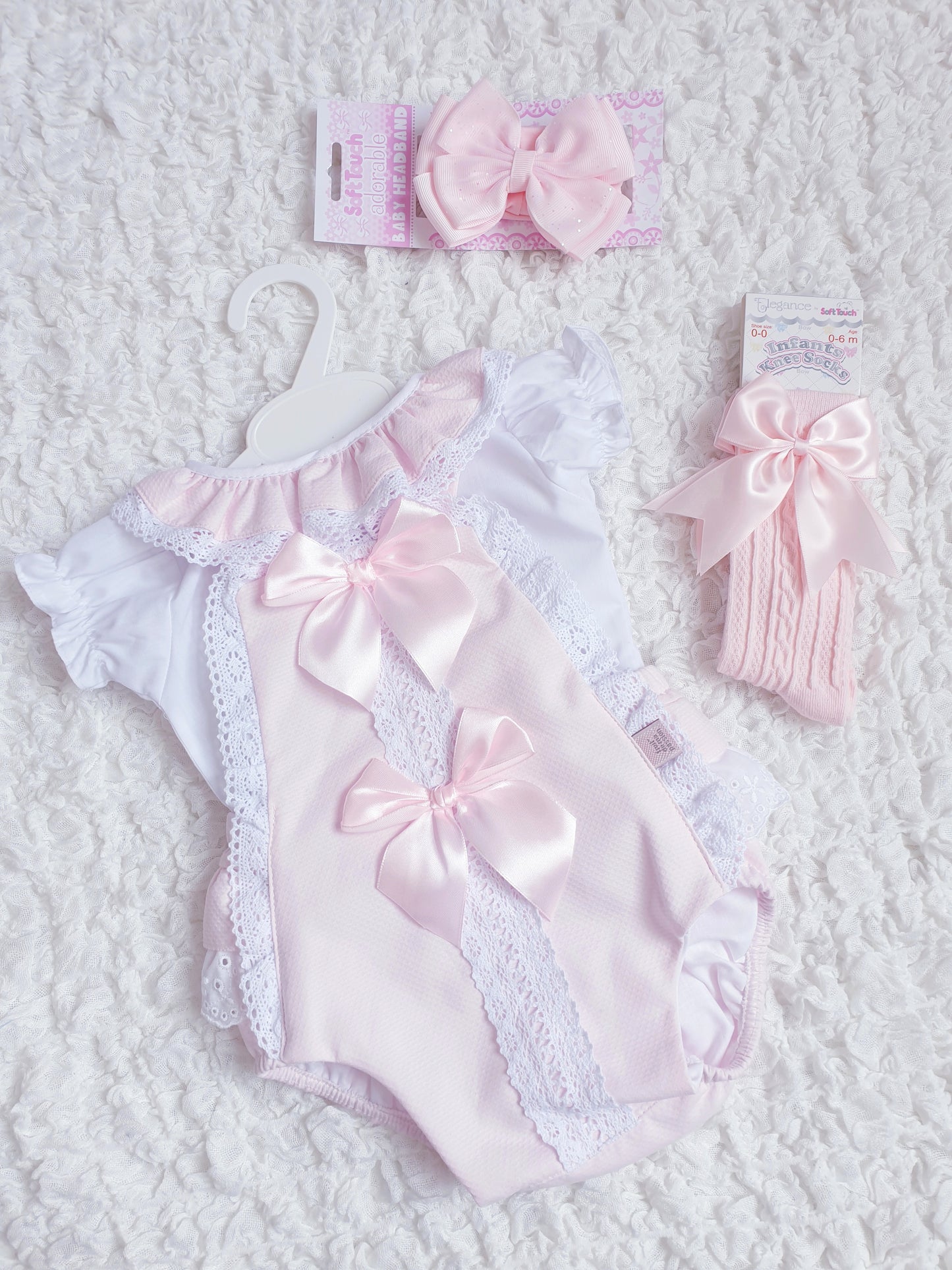 Baby Girls Pink Spanish Romper & Frilly Collar Blouse