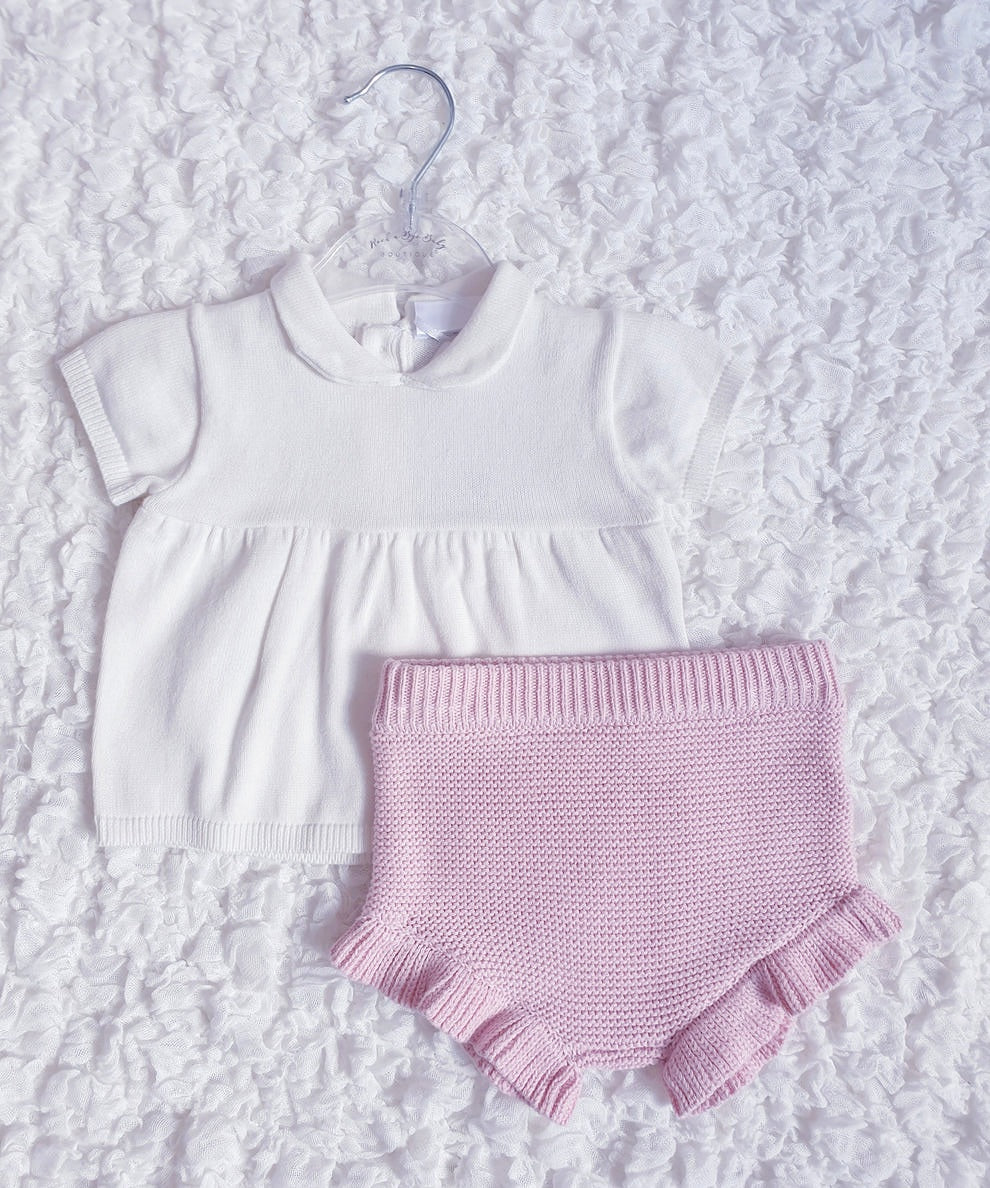 Baby Girls Pink Knitted Heart Jam Set