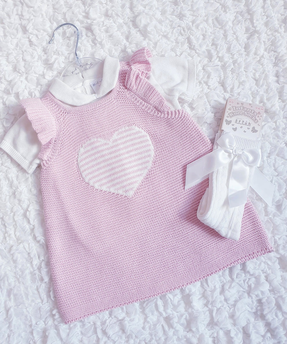 Baby Girls Pink Knitted Heart Dress & Top