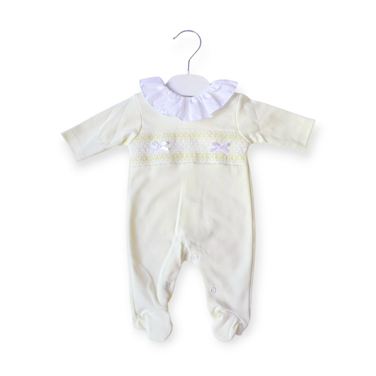 Baby Girls Spanish Lemon Smocked Babygrow