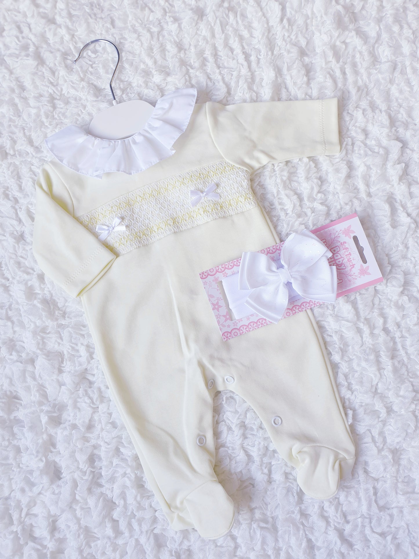 Baby Girls Spanish Lemon Smocked Babygrow