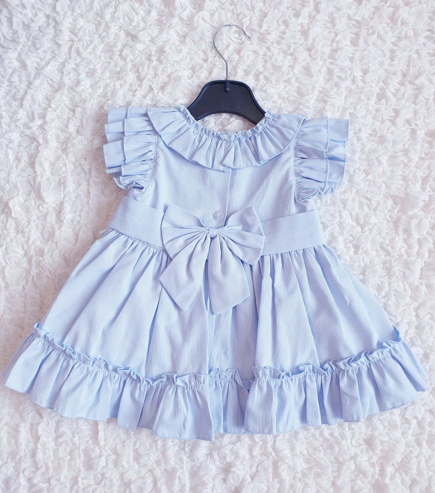 Girls Wee Me Pink/Blue Smocked Puff Ball Dress