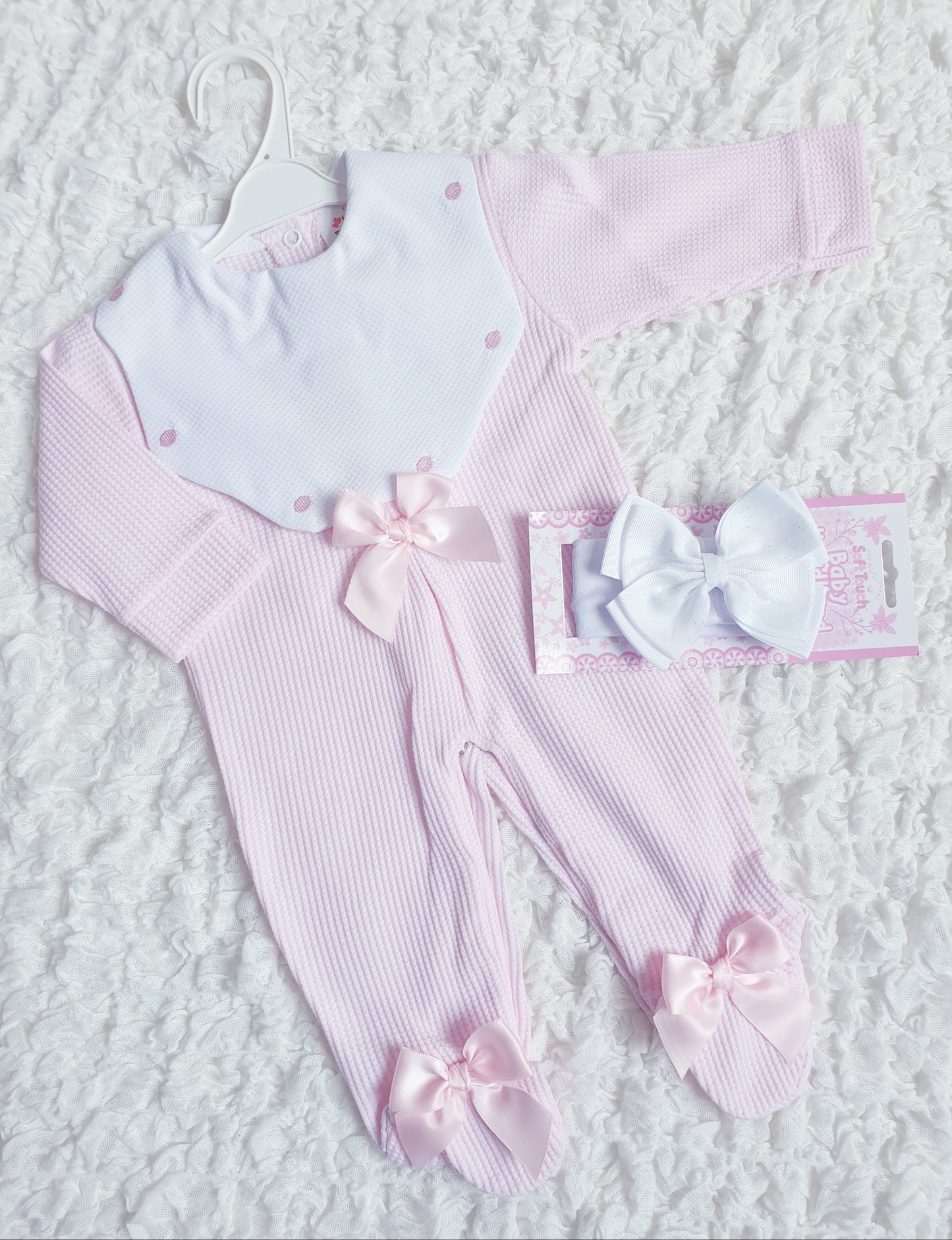 Baby Girls Spanish Ribbon Bow Babygrows