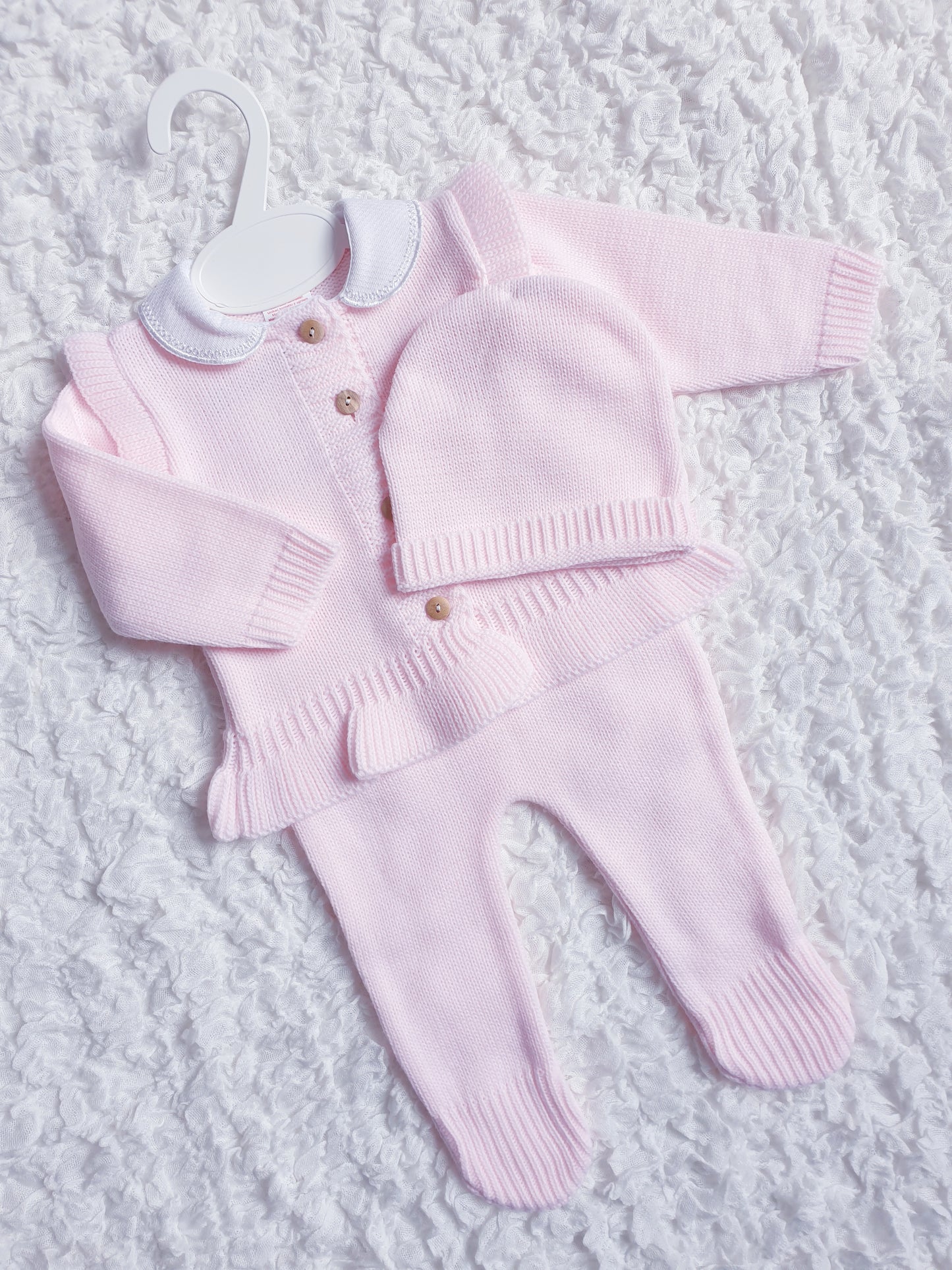 Baby Girls Pink Spanish Knitted Cardigan Set