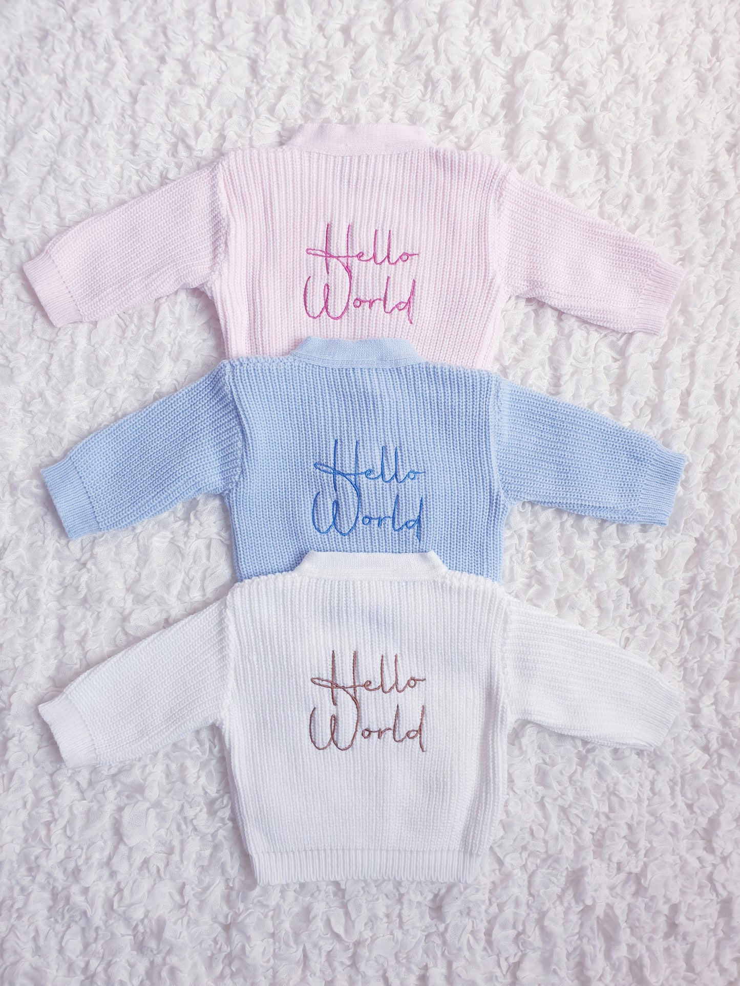 Baby Girls/Boys Hello World Knitted Cardigan
