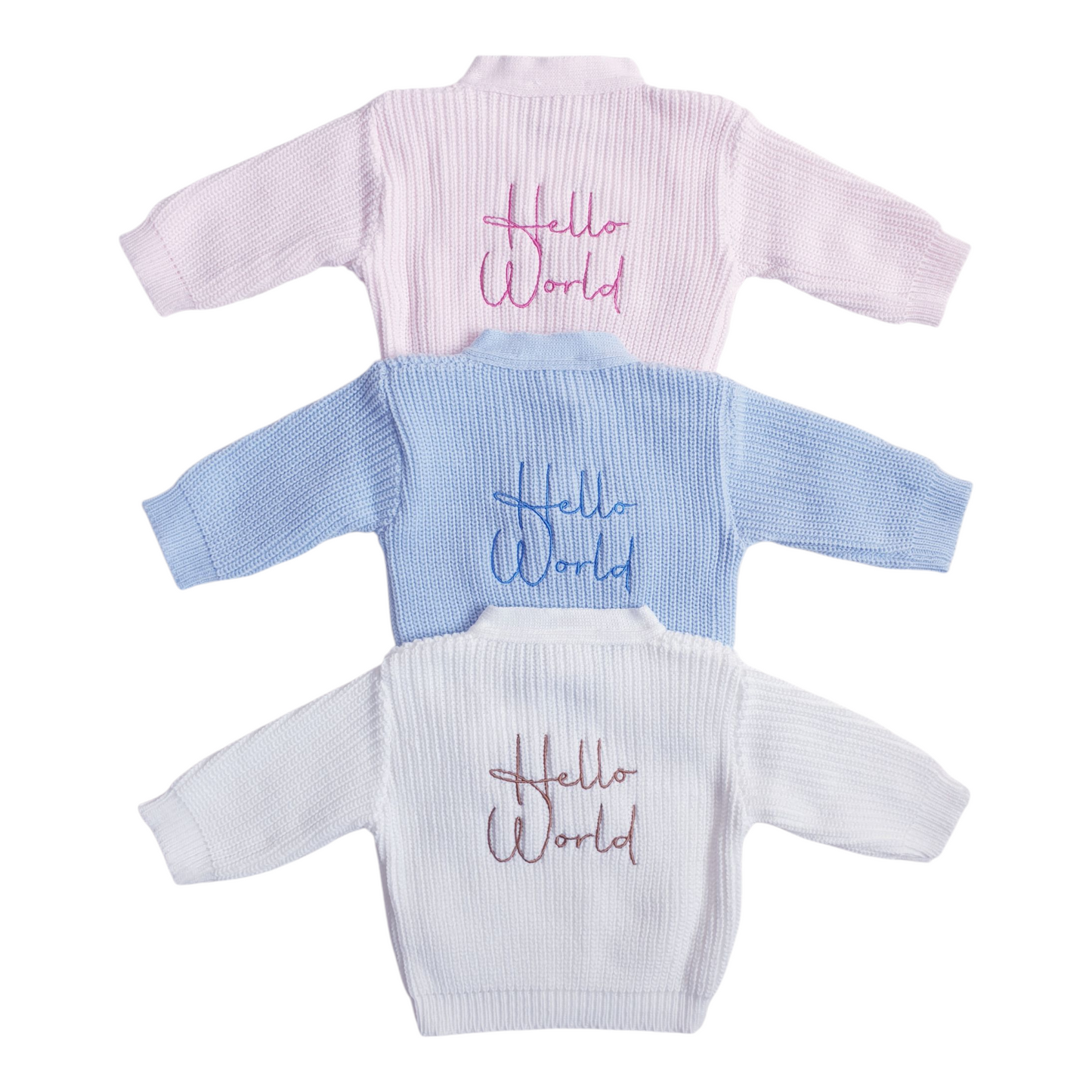 Baby Girls/Boys Hello World Knitted Cardigan