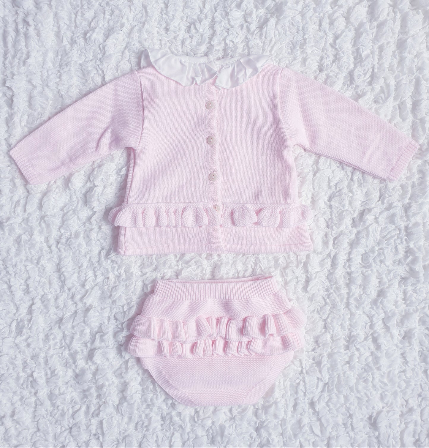 Baby Girls Pink Spanish Knitted Jam Pants Set