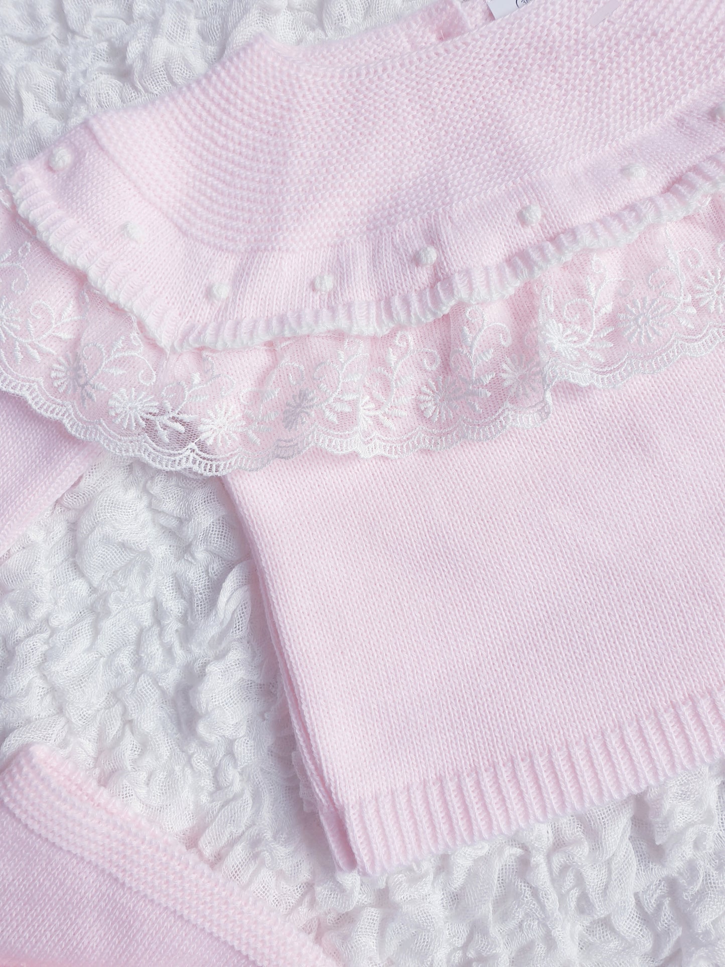 Baby Girls Beige/Pink Spanish Knitted Set