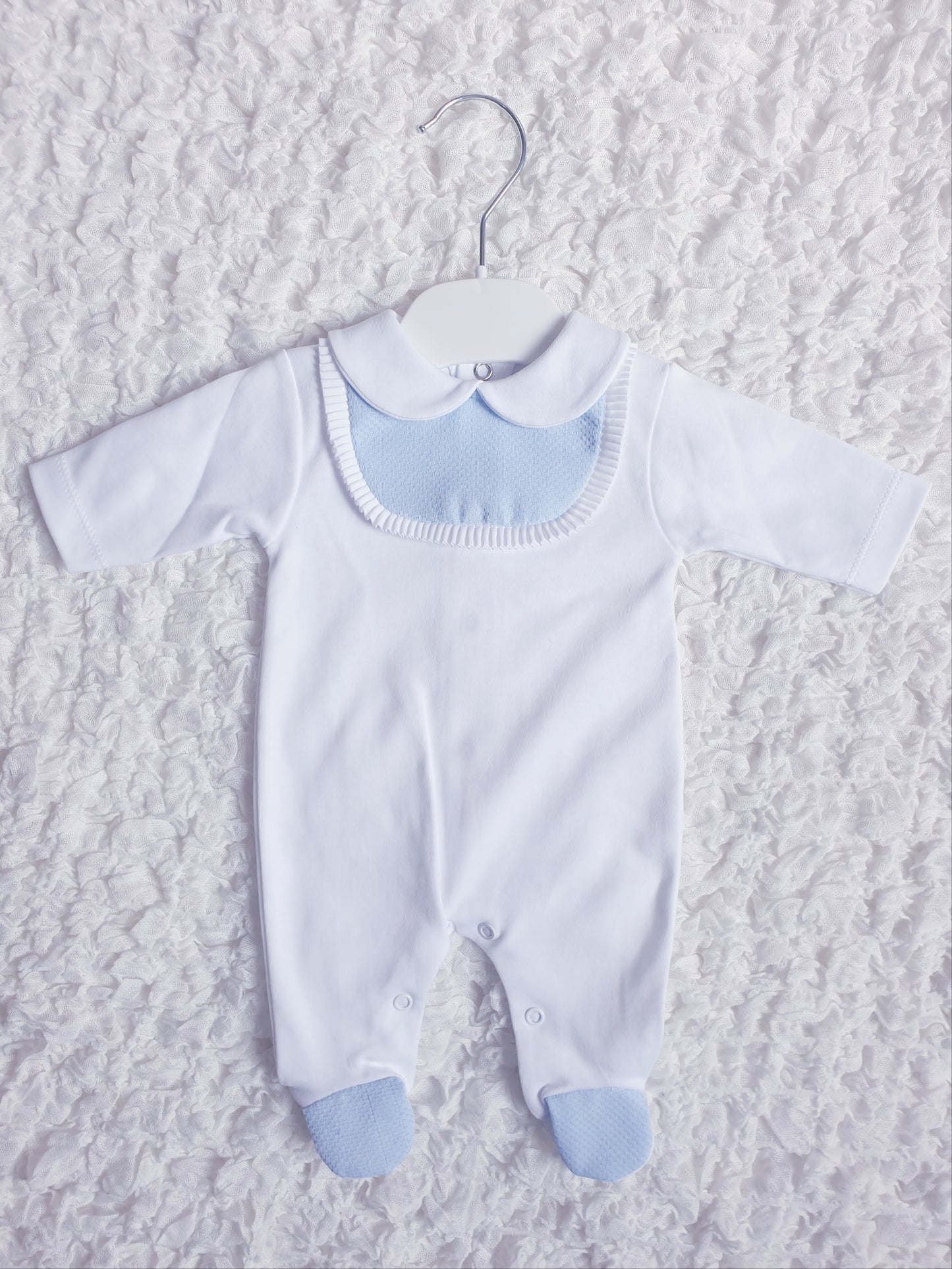 Baby Boys Blue/White Spanish Babygrow
