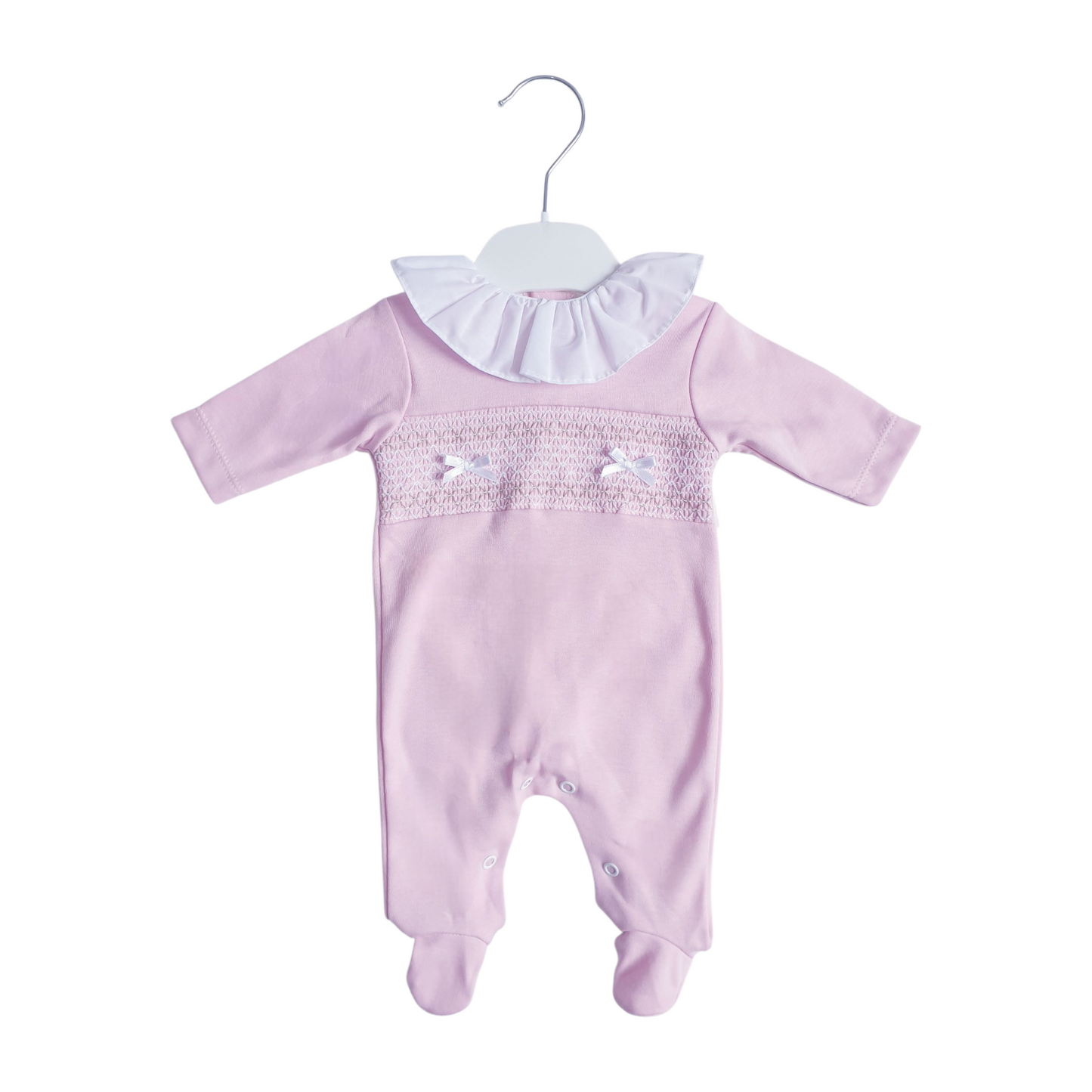 Baby Girls Pink Spanish Smocked Babygrow