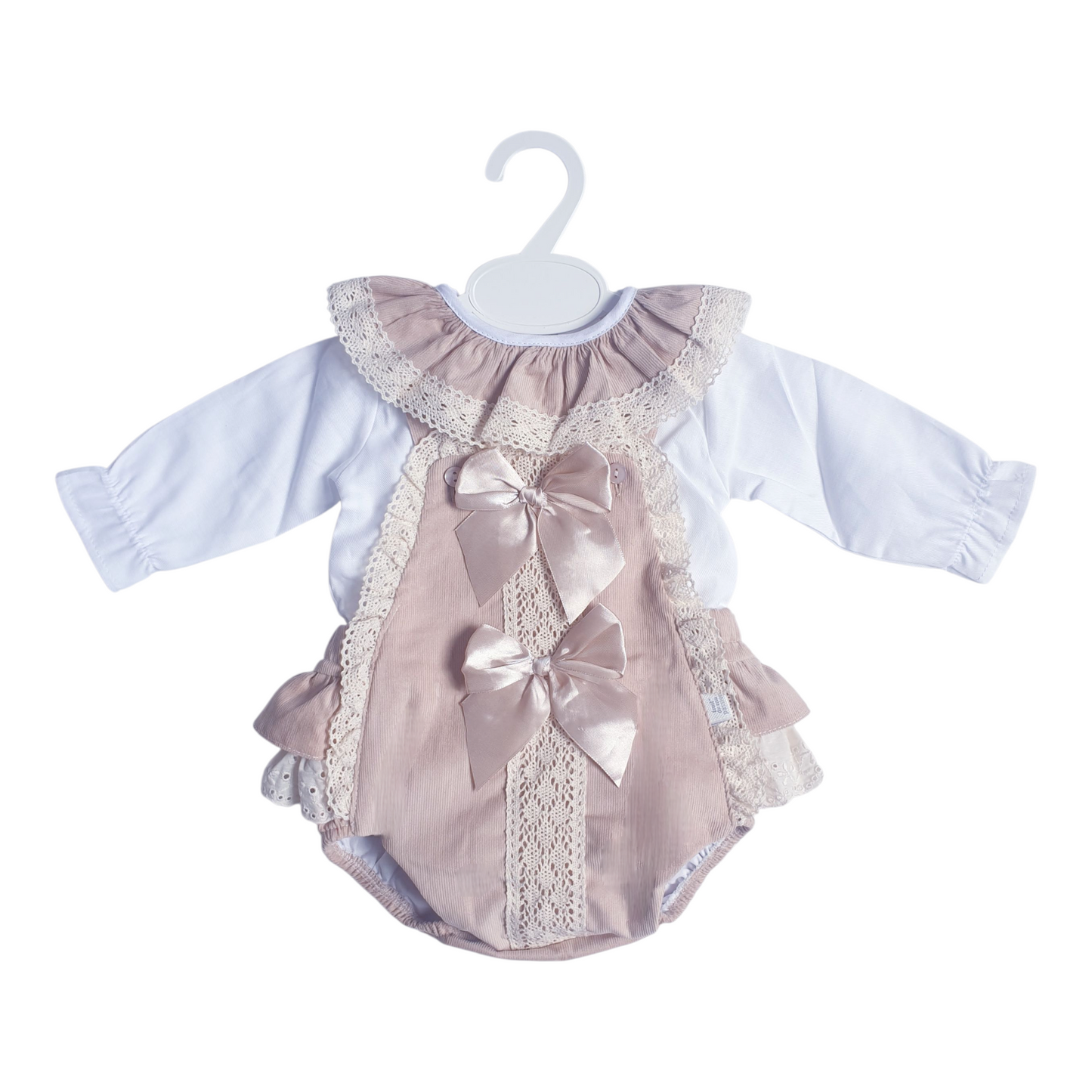 Girls Light Brown/ Cream Frill Romper & Frilly Collar Blouse