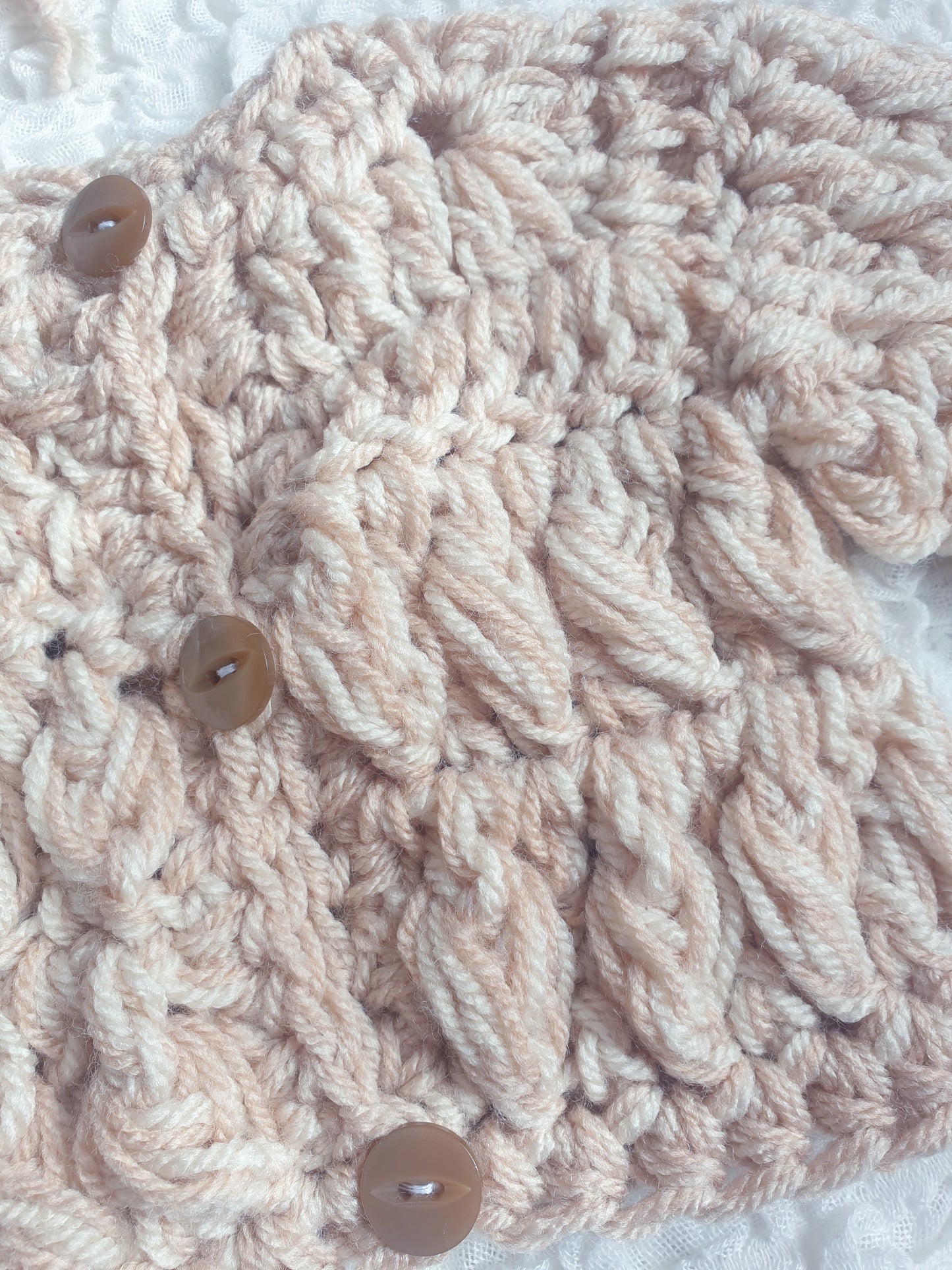 Light Brown Baby Hand Knitted Cardigan & Hat Set 0-3 Months