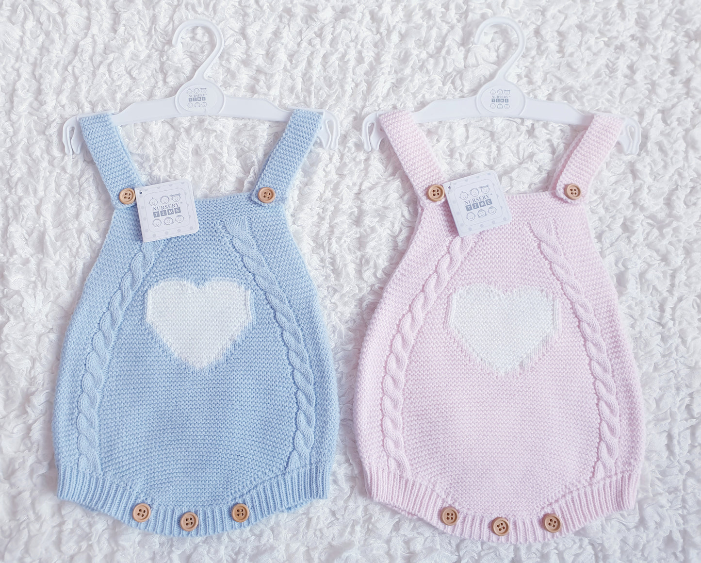 Baby Girls/Boys Pink/Blue Knitted Heart Romper
