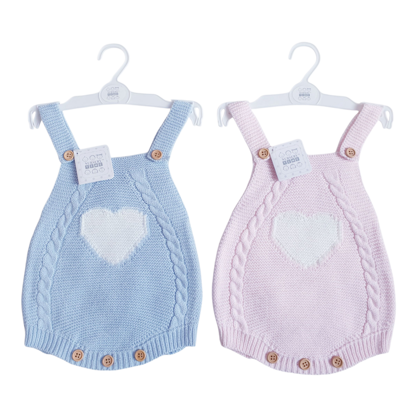 Baby Girls/Boys Pink/Blue Knitted Heart Romper