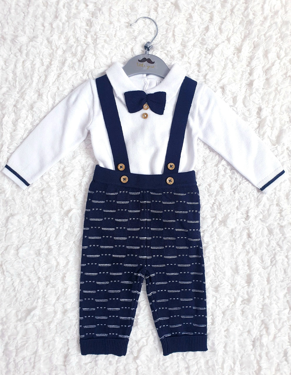 Baby Boys Navy/White Knitted Set