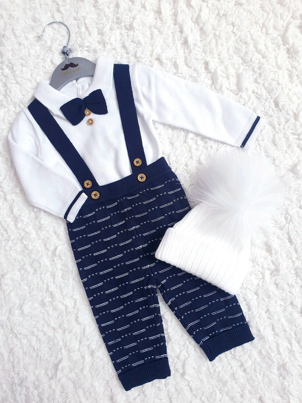 Baby Boys Navy/White Knitted Set