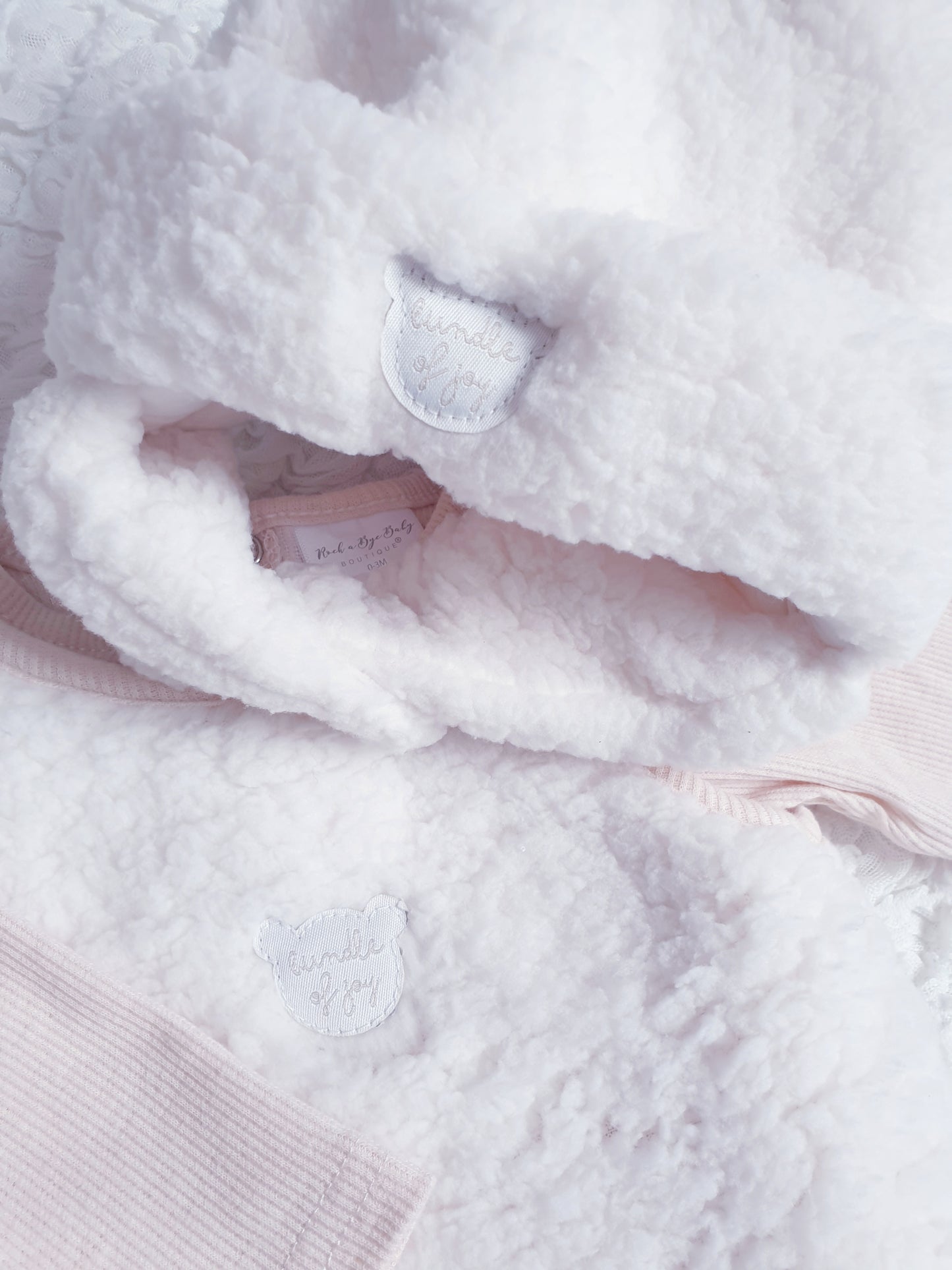 Baby Cream Sherpa Teddy Dungaree Set