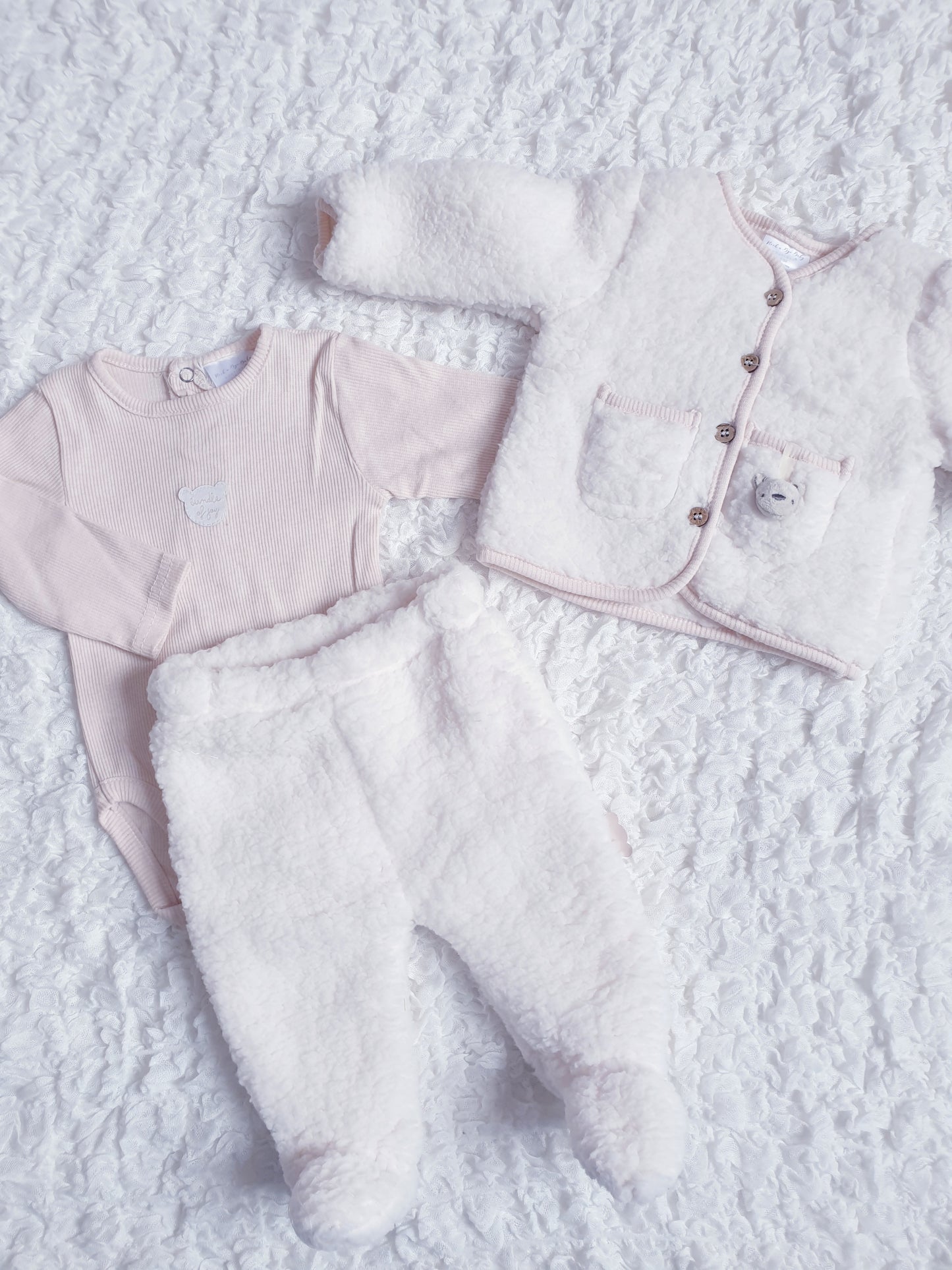 Baby Cream Sherpa Teddy Jacket Set