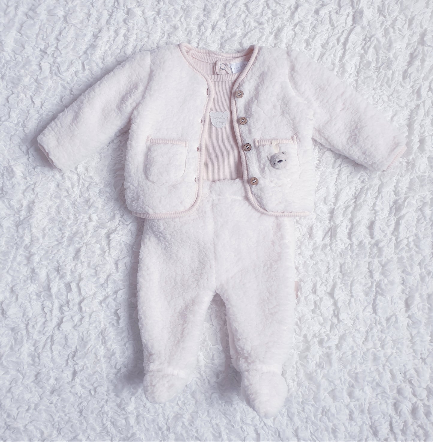 Baby Cream Sherpa Teddy Jacket Set