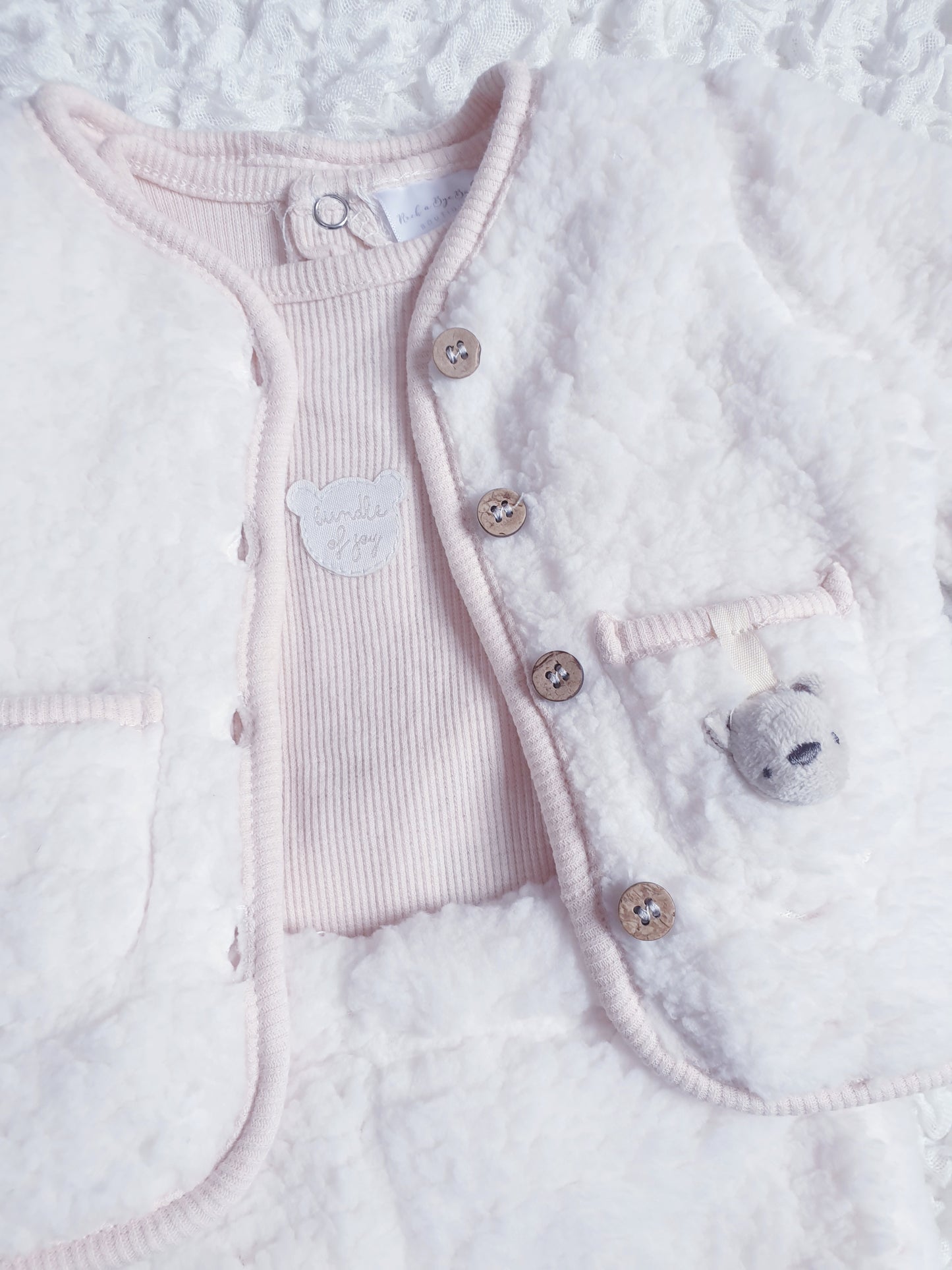 Baby Cream Sherpa Teddy Jacket Set