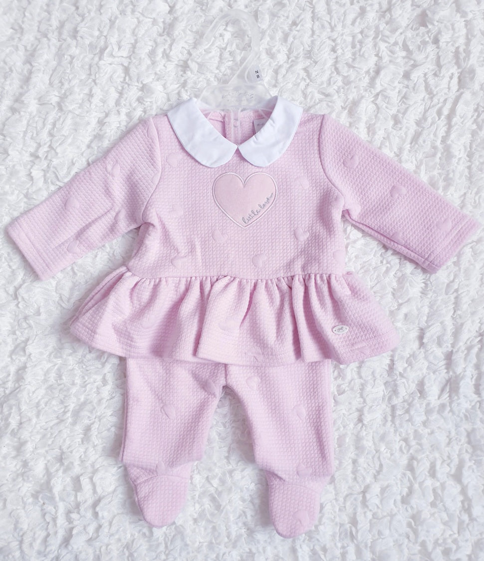 Baby Girls Pink Heart Frilly Jumper Set